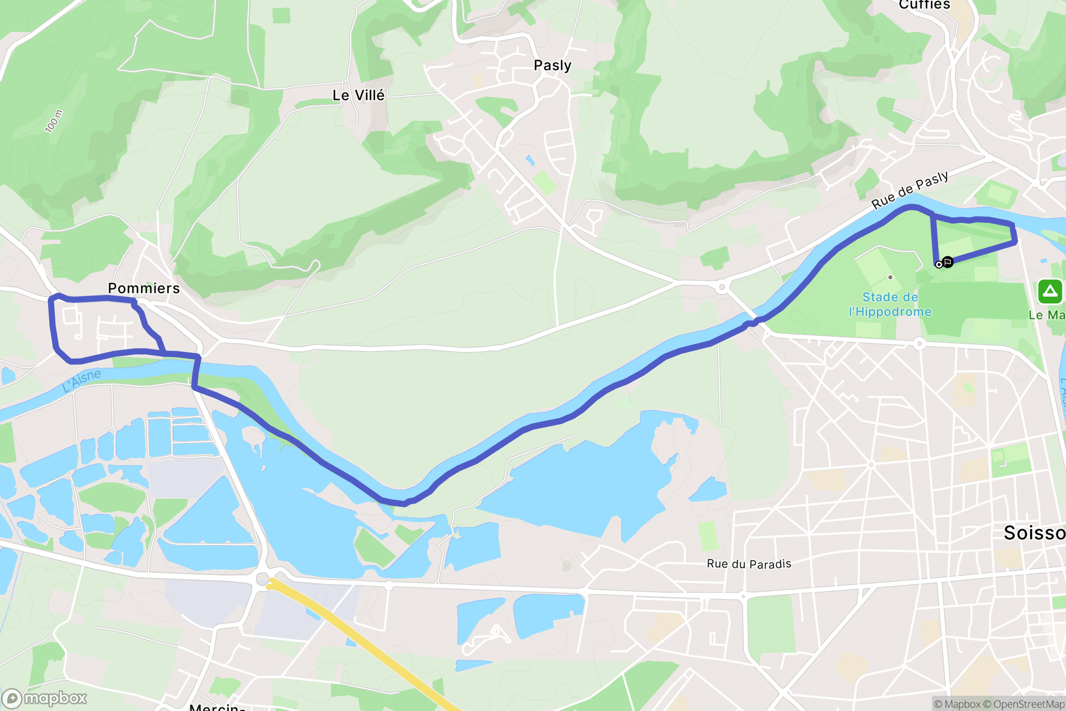 Soissons : carte du parcours de randonnée - France