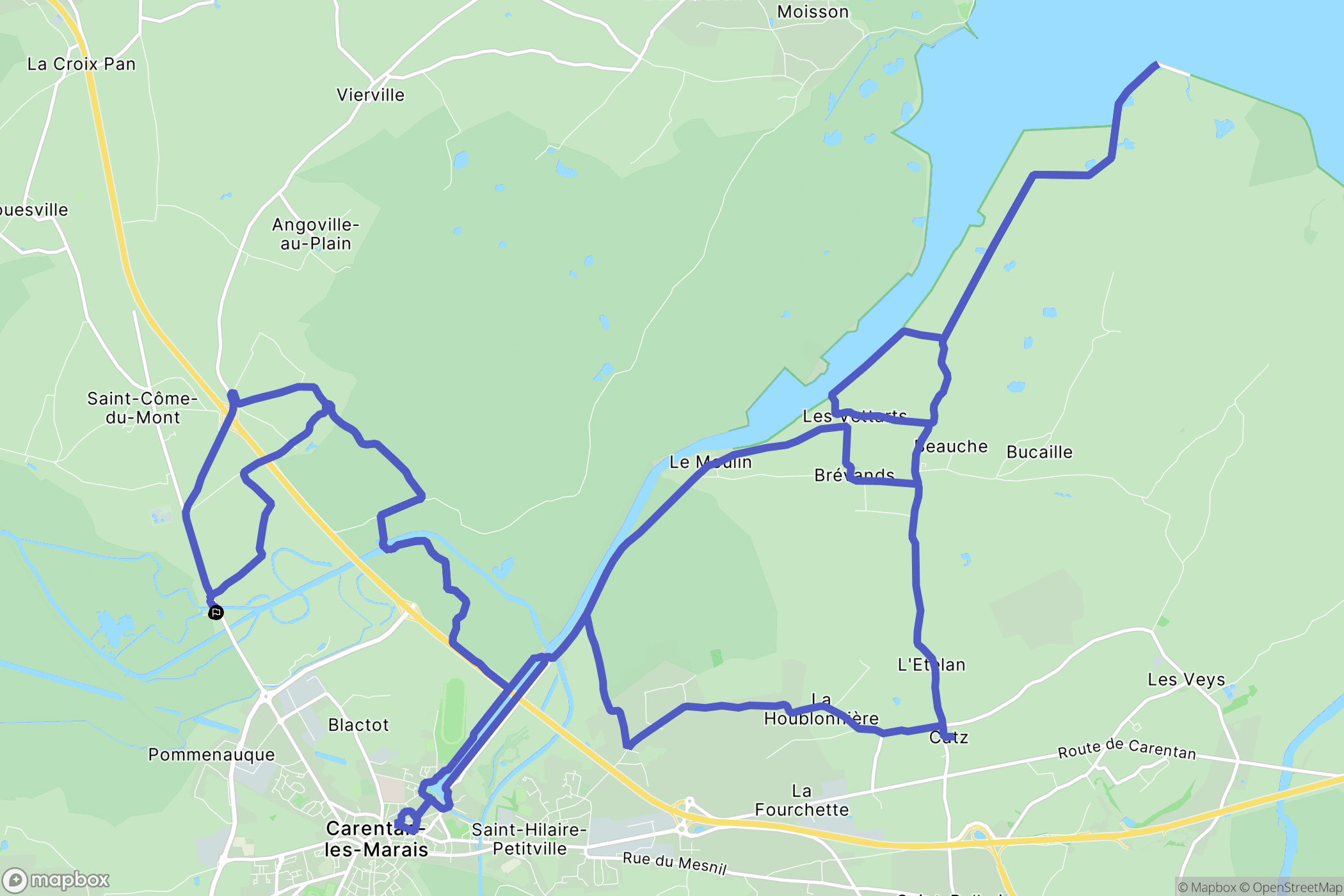 Carentan les Marais : carte du parcours de randonnée - France