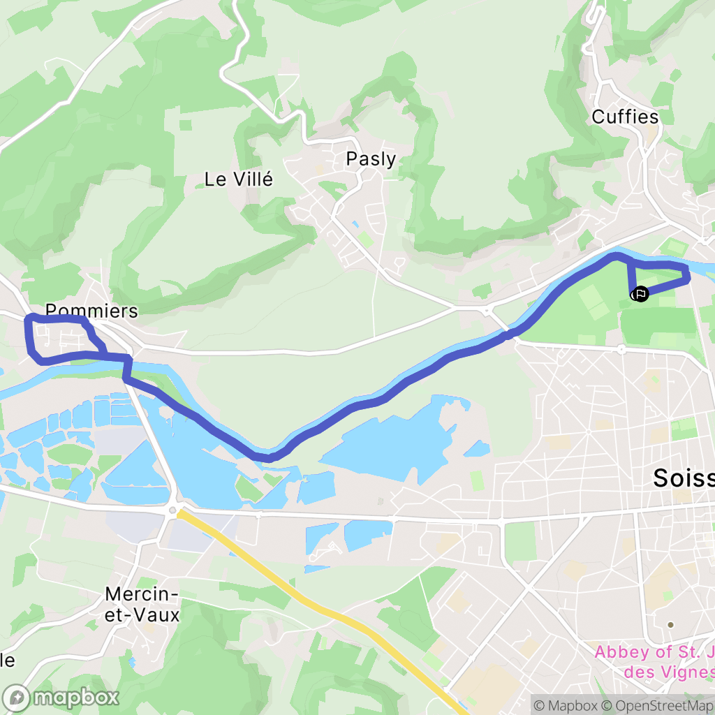 Soissons : carte du parcours de randonnée - France