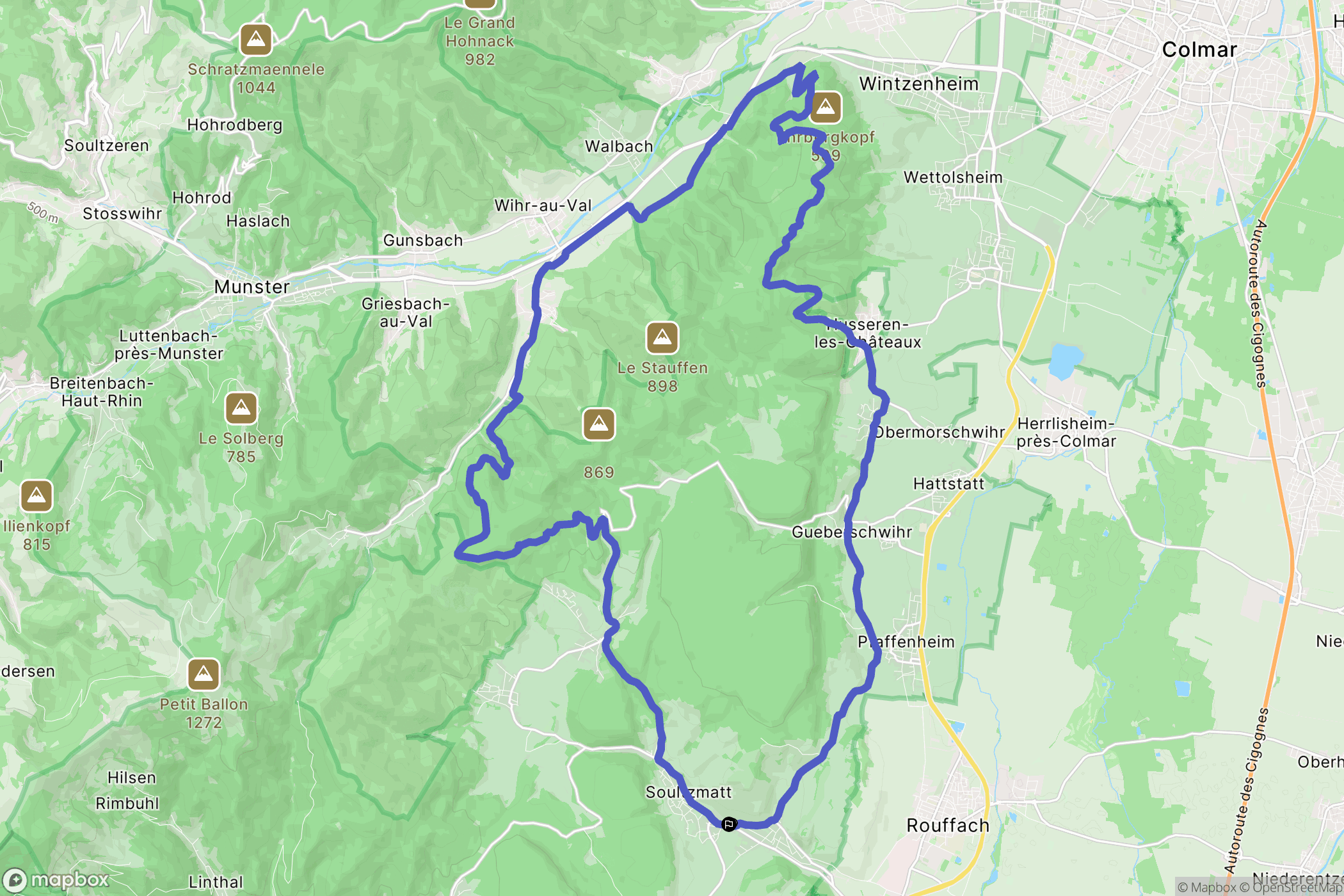 Soultzmatt : carte du parcours de randonnée - France