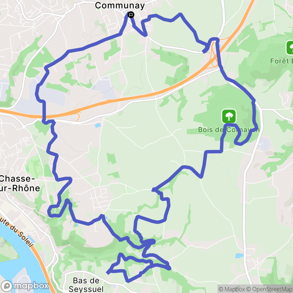 Communay : carte du parcours de randonnée - France