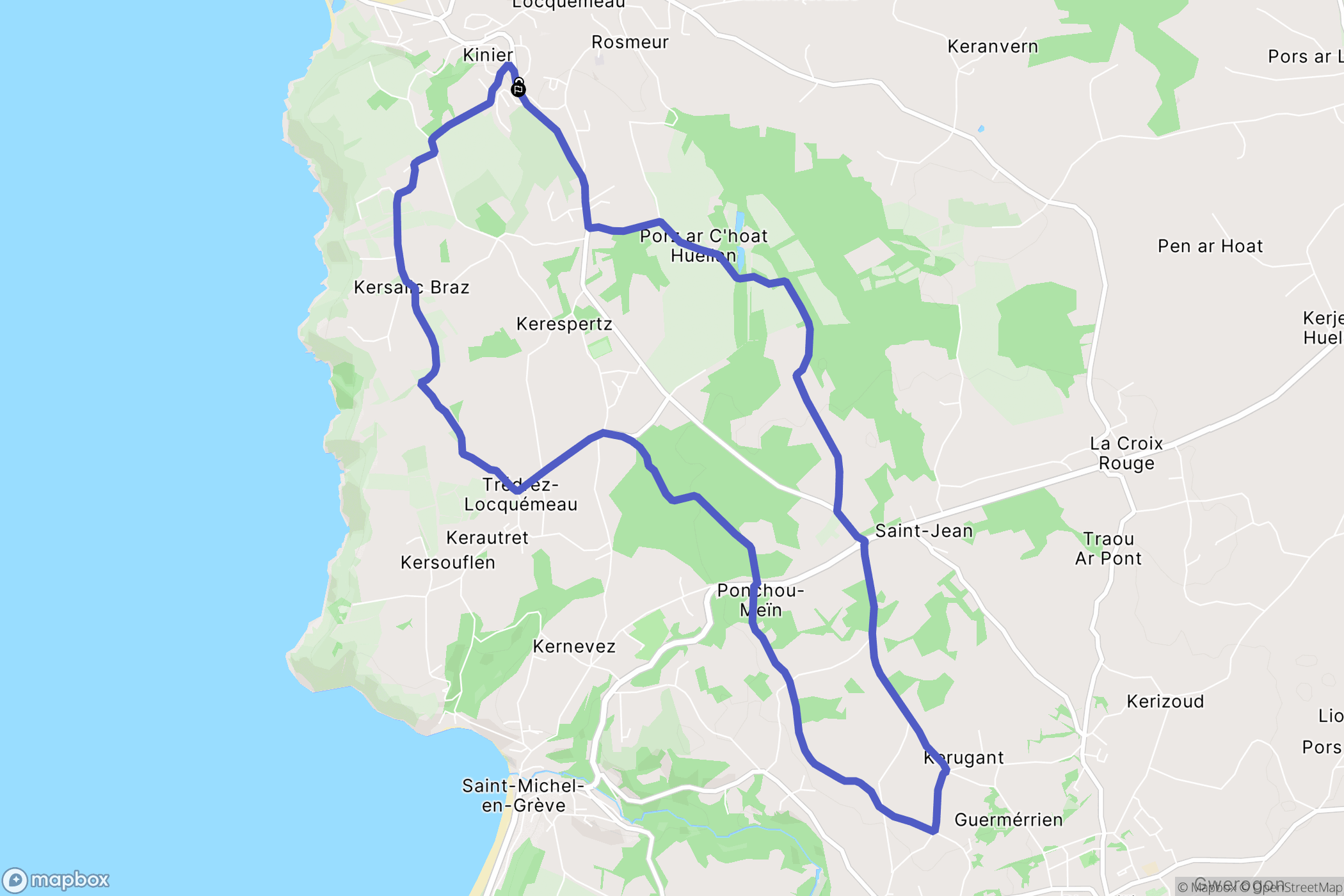 Trédrez-Locquémeau : carte du parcours de randonnée - France