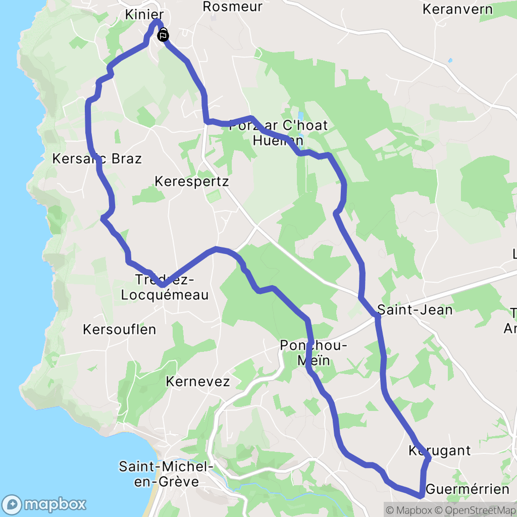 Trédrez-Locquémeau : carte du parcours de randonnée - France