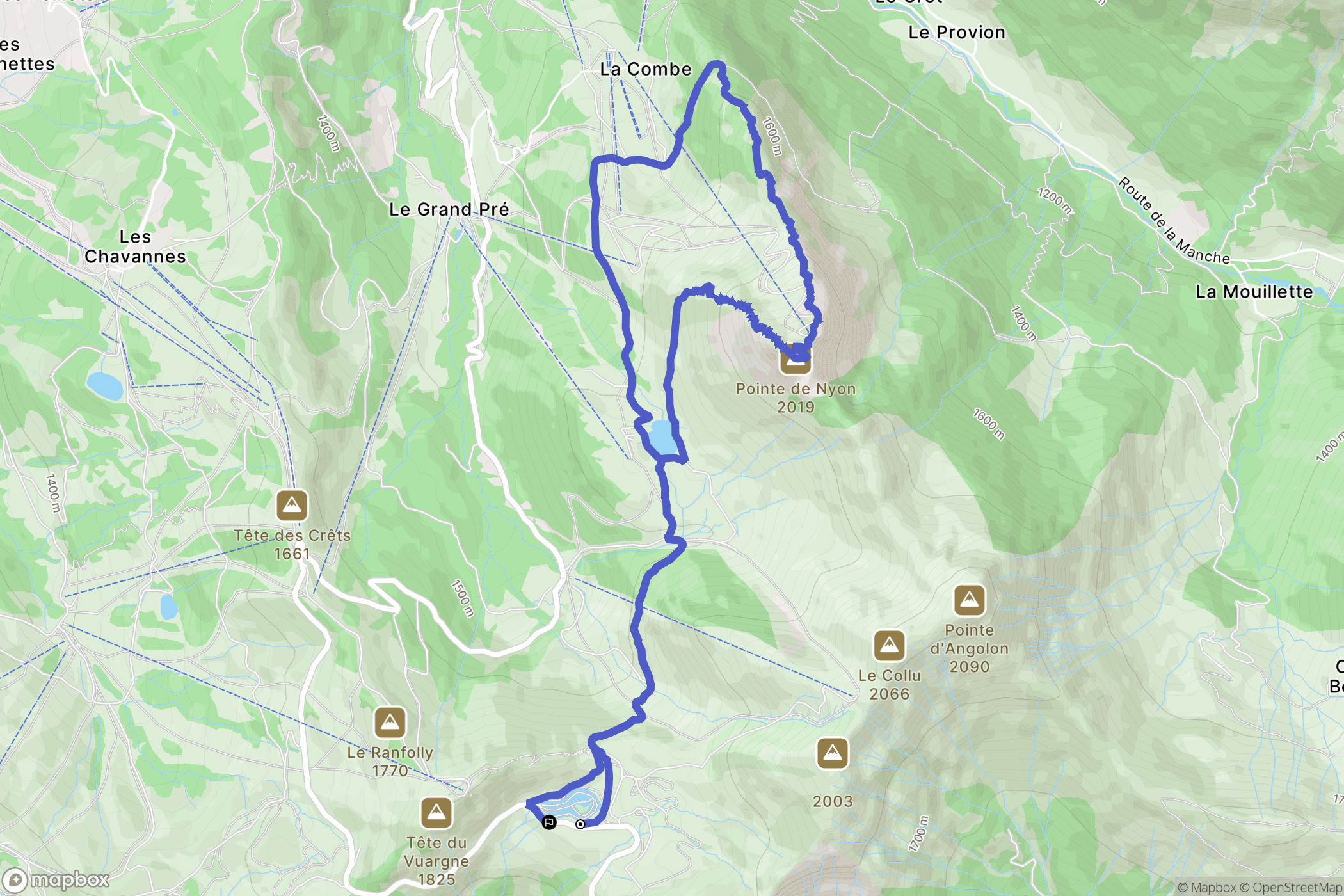 Verchaix : carte du parcours de randonnée - France