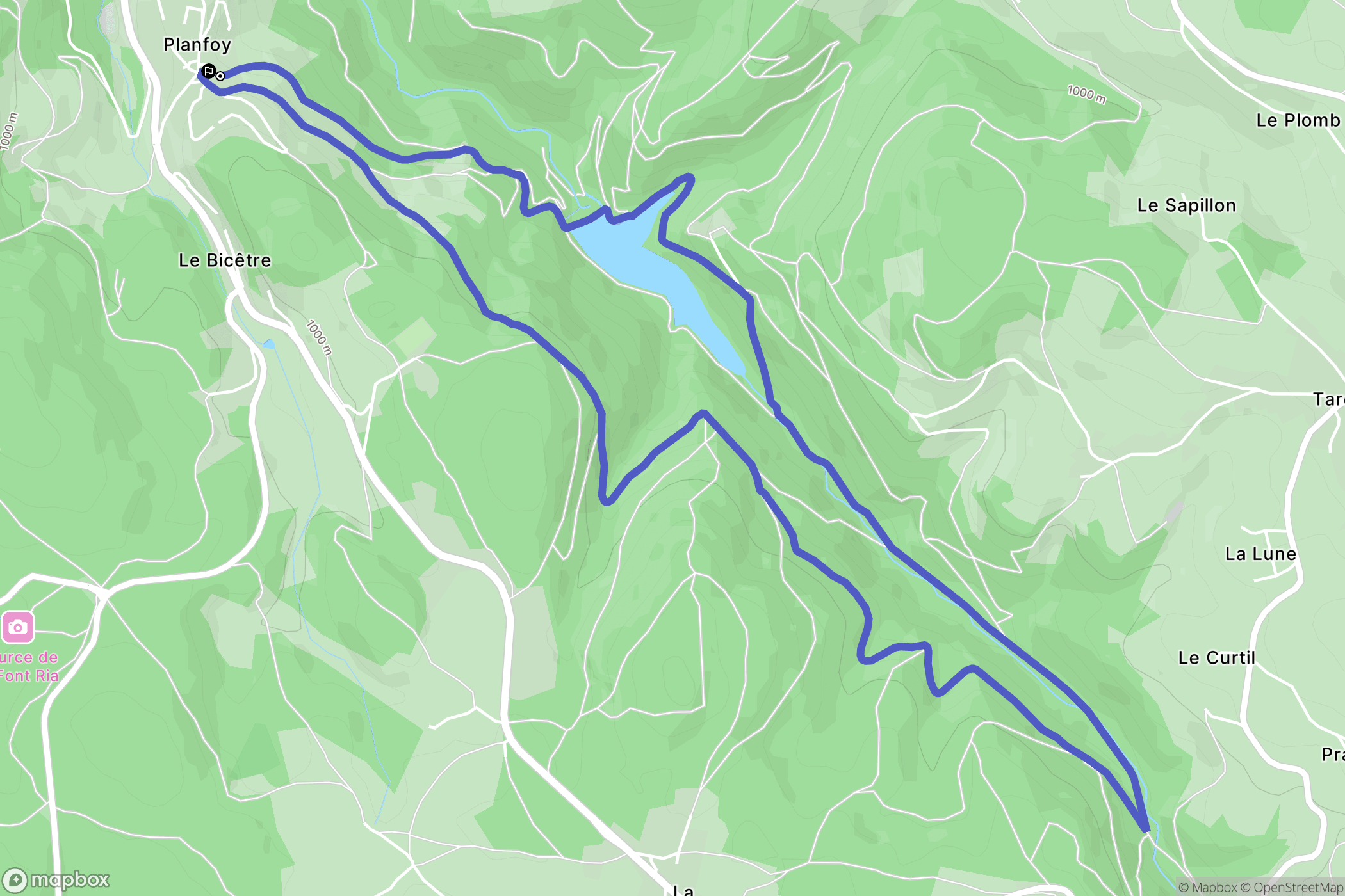 Planfoy : carte du parcours de randonnée - France