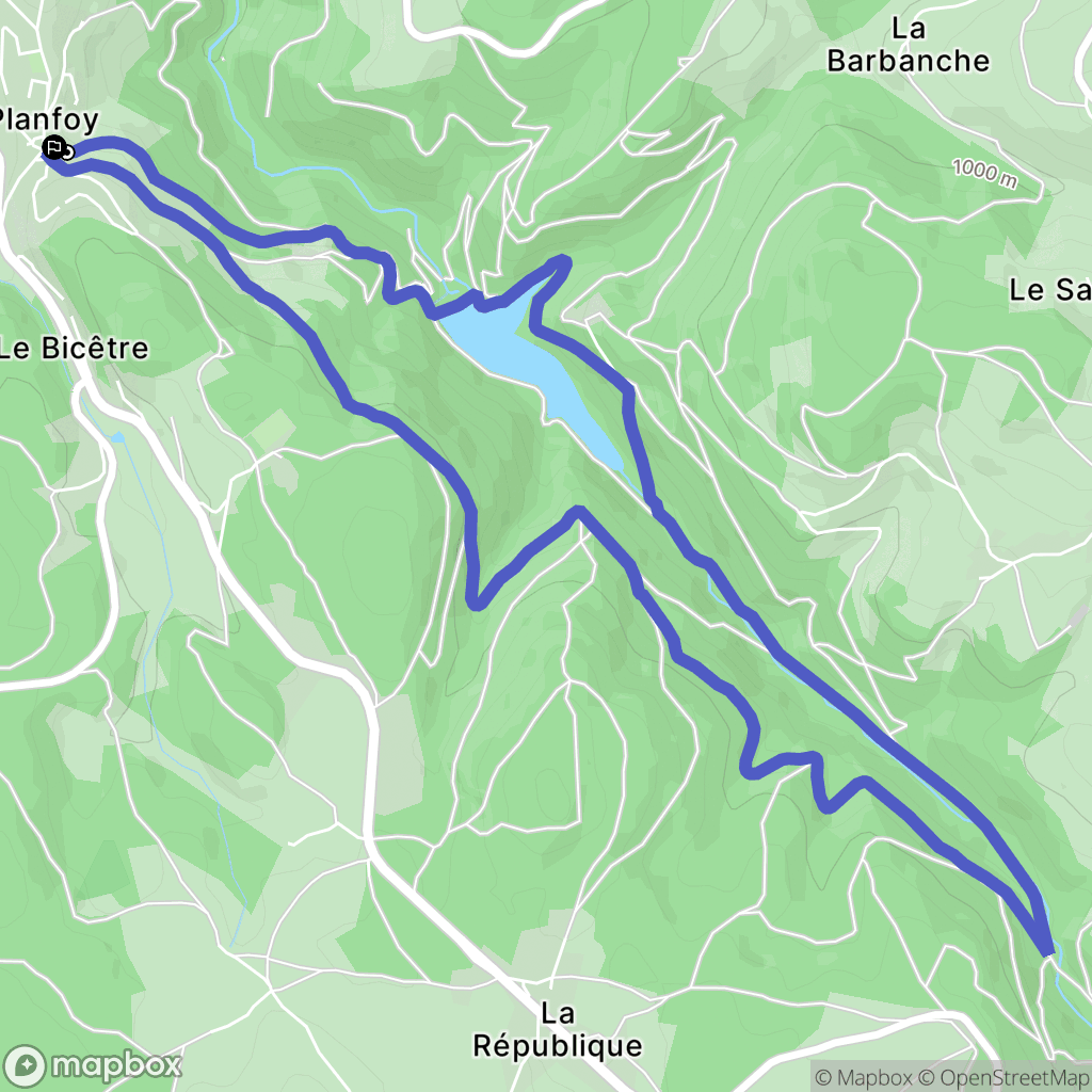 Planfoy : carte du parcours de randonnée - France