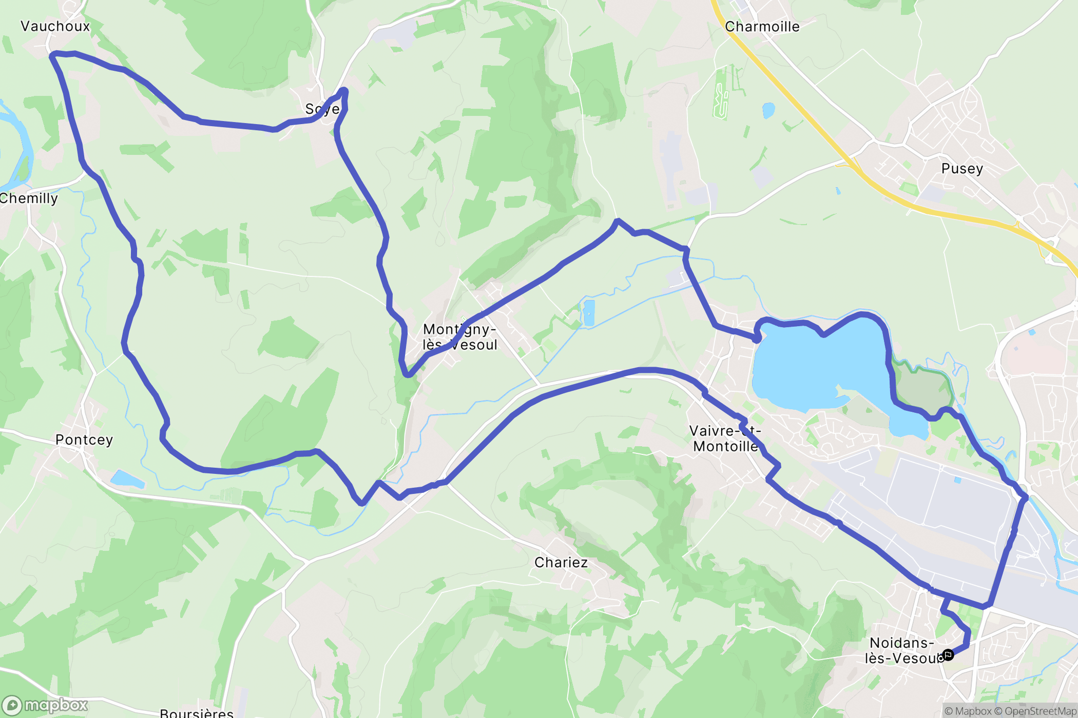 Noidans-lès-Vesoul : carte du parcours de randonnée - France