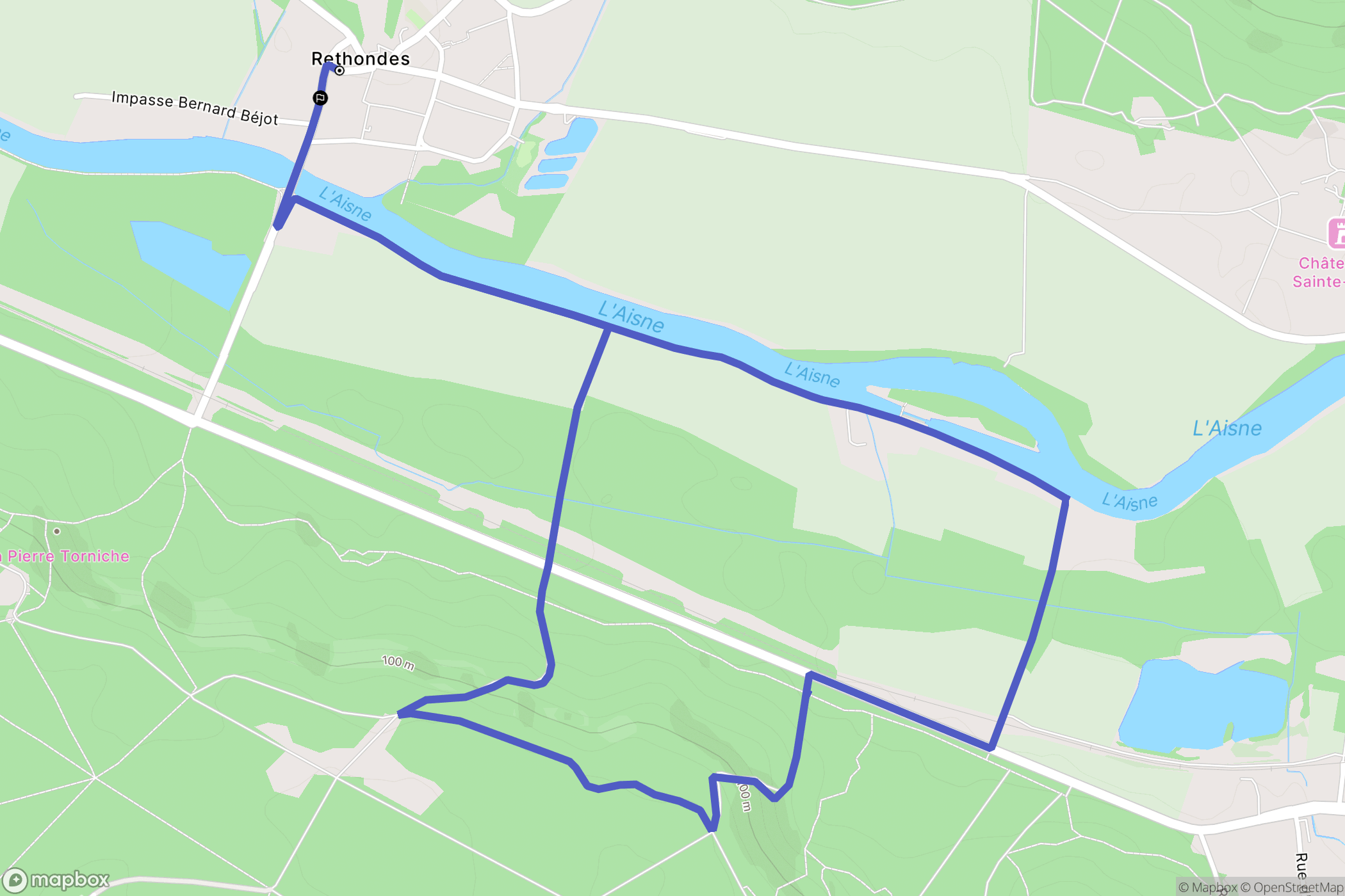 Rethondes : carte du parcours de randonnée - France