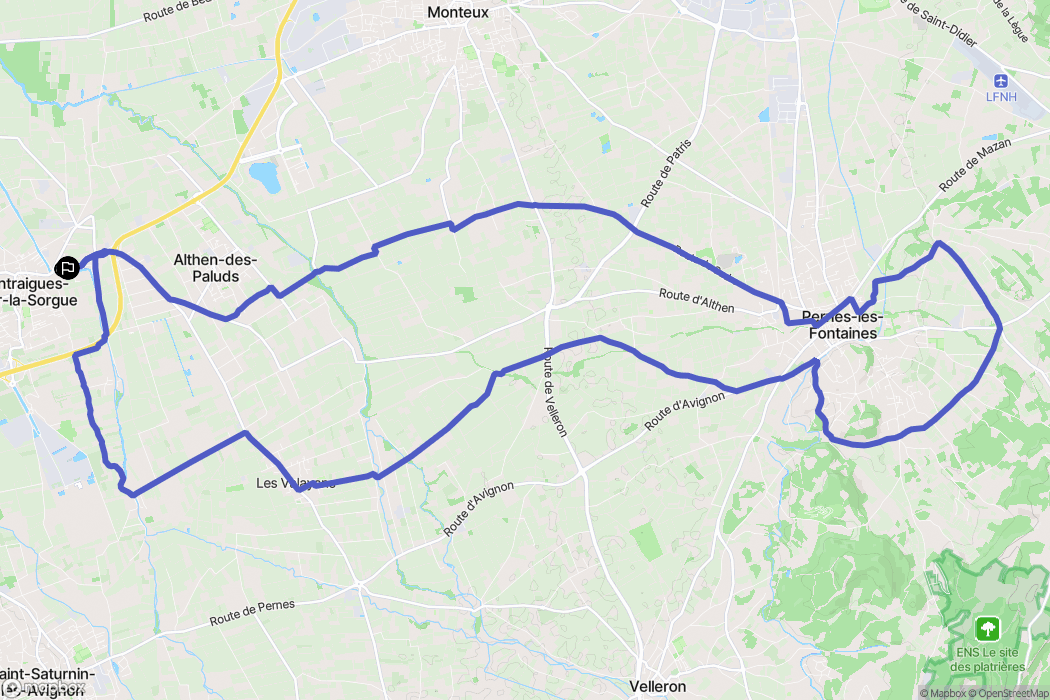Entraigues-sur-la-Sorgue : carte du parcours de randonnée - France