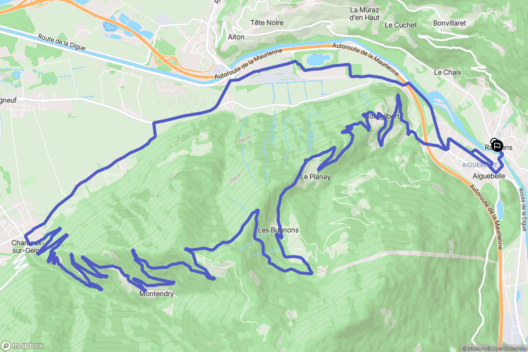 Val-d'Arc : carte du parcours de randonnée - France