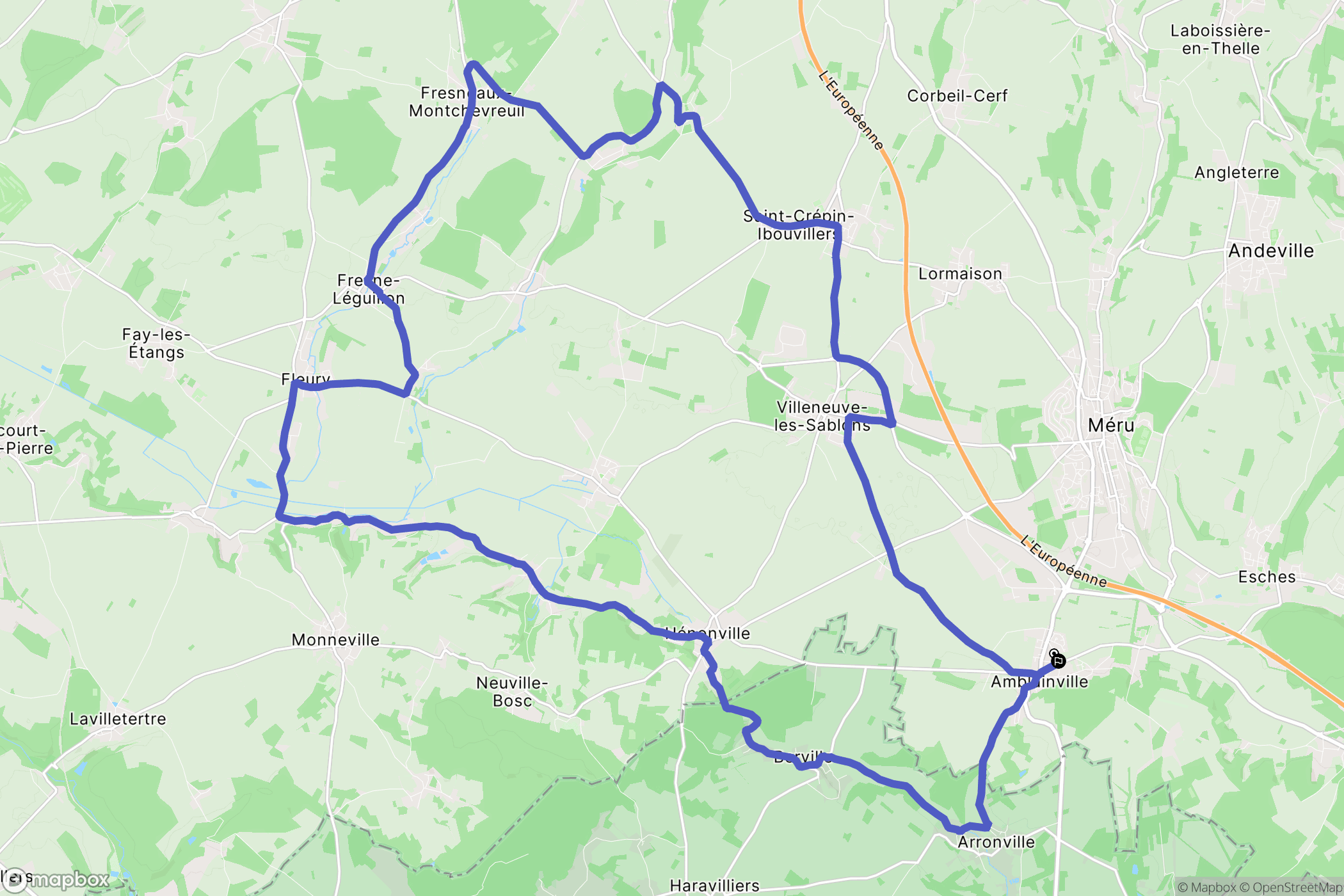 Amblainville : carte du parcours de randonnée - France