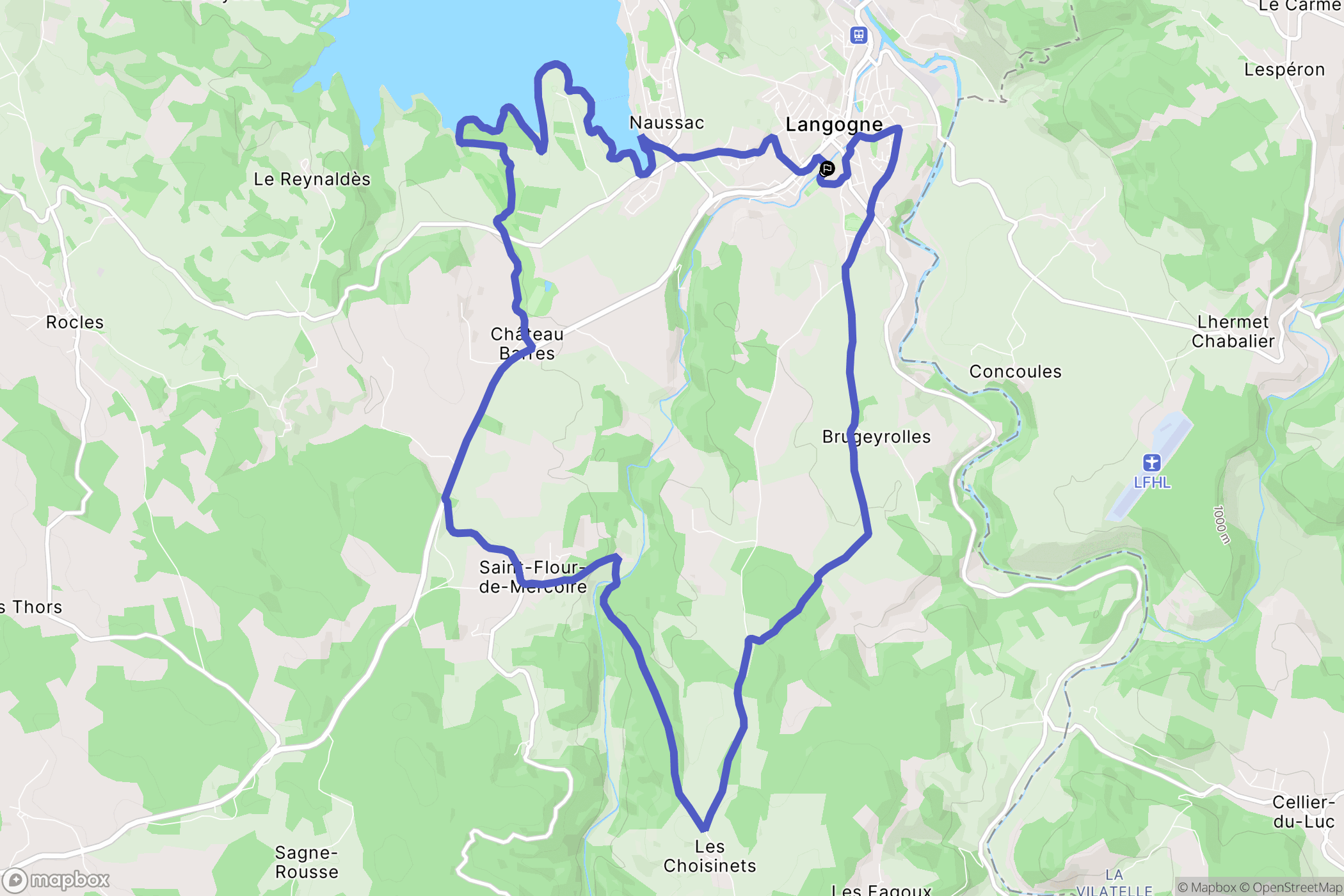 Langogne : carte du parcours de randonnée - France