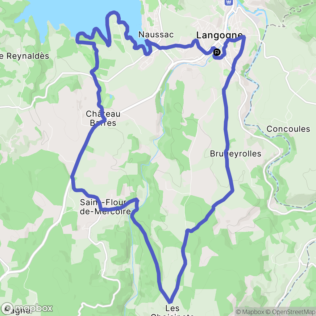 Langogne : carte du parcours de randonnée - France