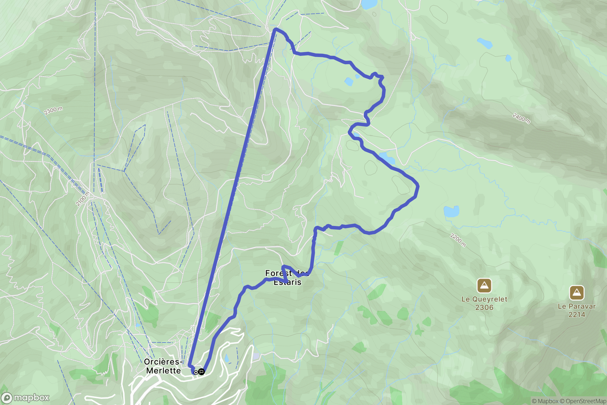 Orcières : carte du parcours de randonnée - France