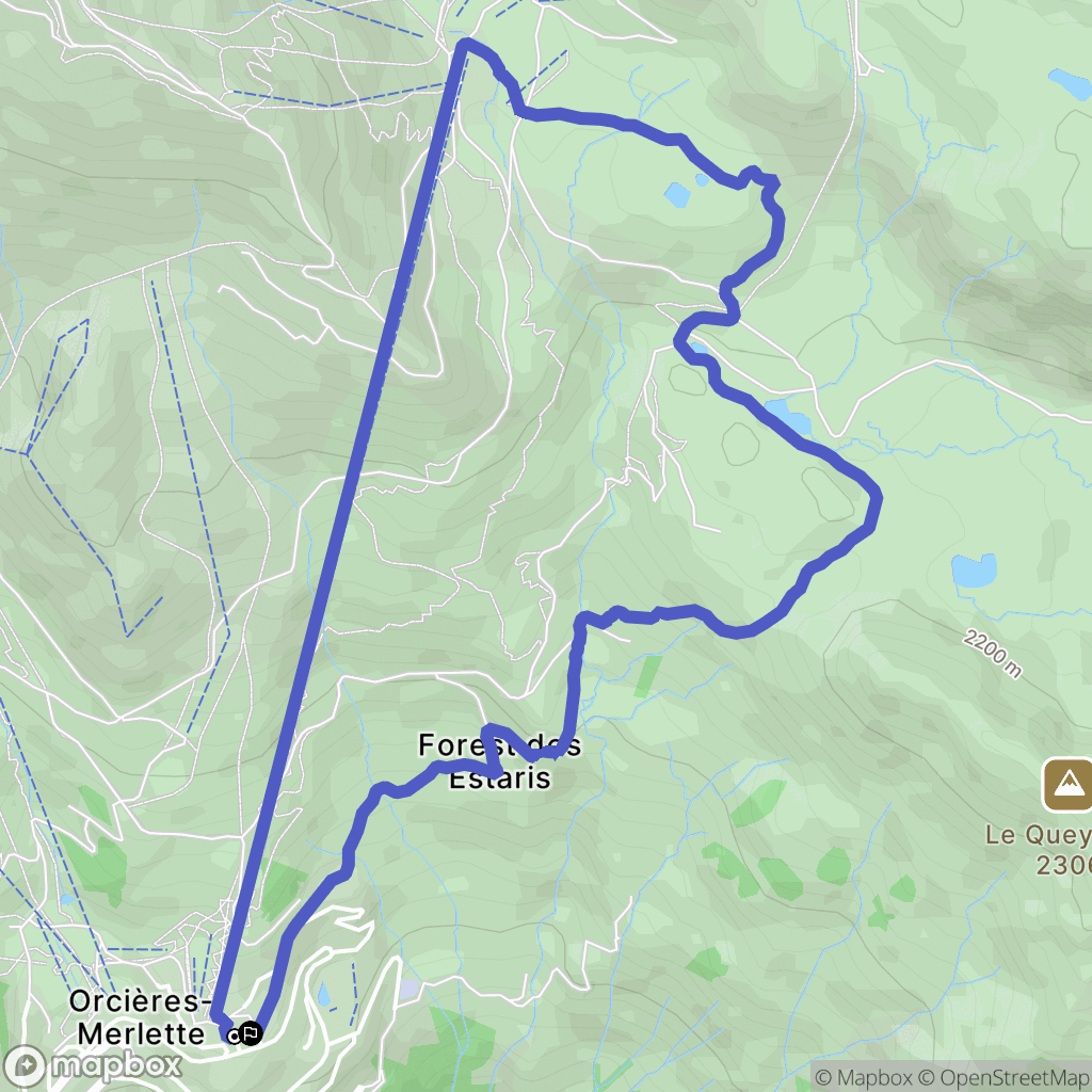 Orcières : carte du parcours de randonnée - France