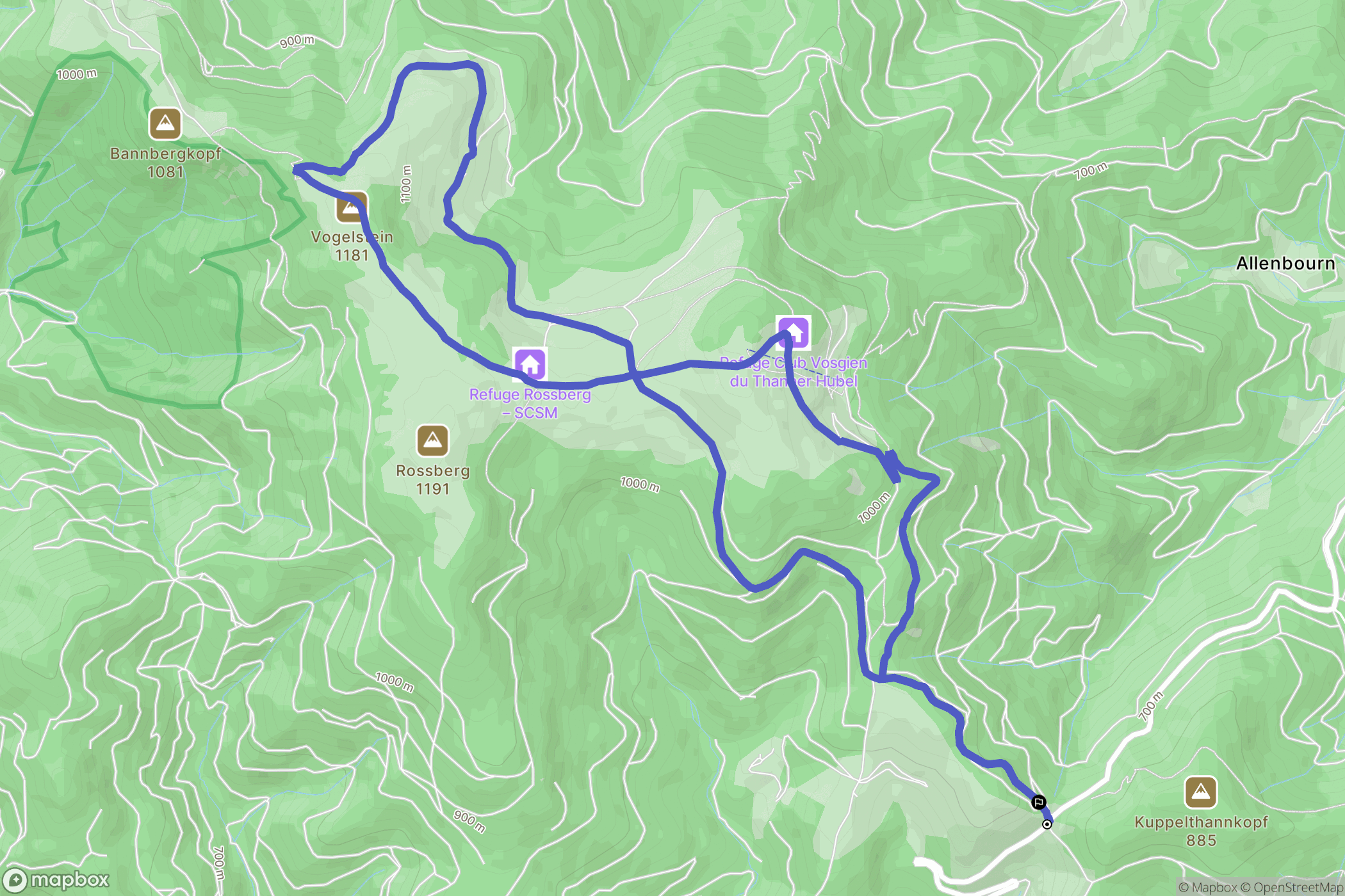 Bourbach-le-Haut : carte du parcours de randonnée - France