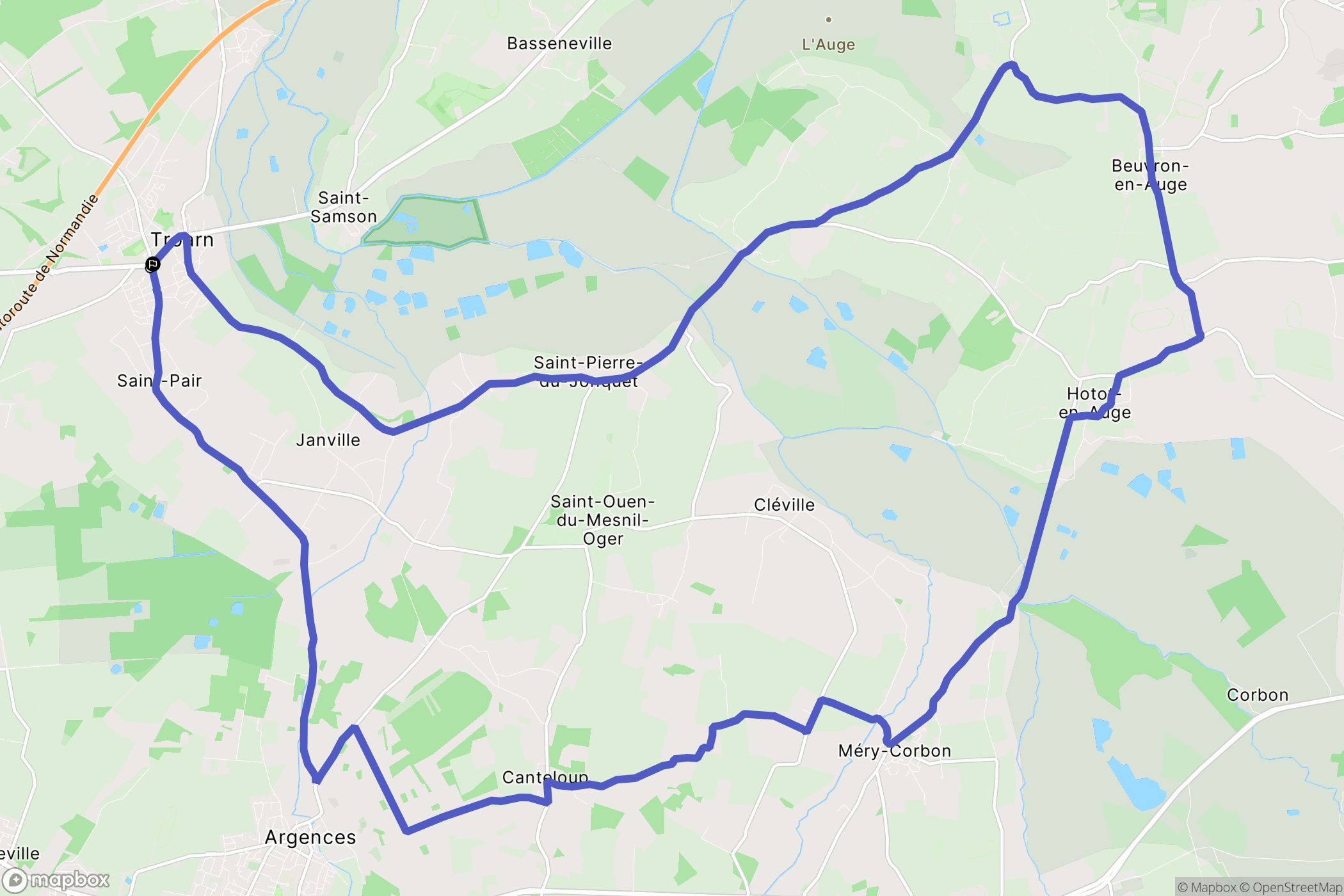 Troarn : carte du parcours de randonnée - France