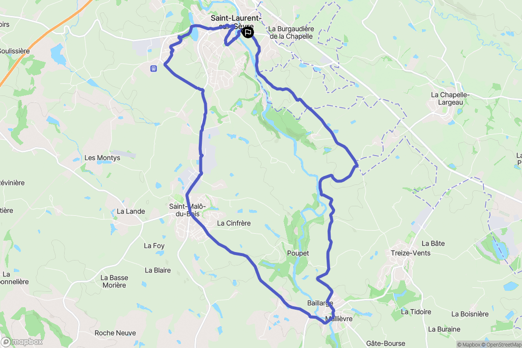 Saint-Laurent-sur-Sèvre : carte du parcours de randonnée - France