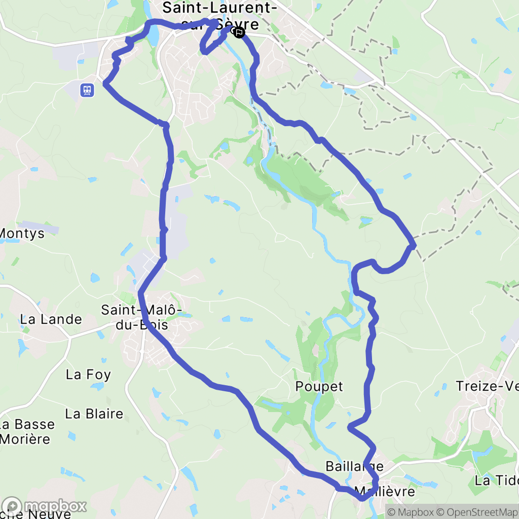 Saint-Laurent-sur-Sèvre : carte du parcours de randonnée - France
