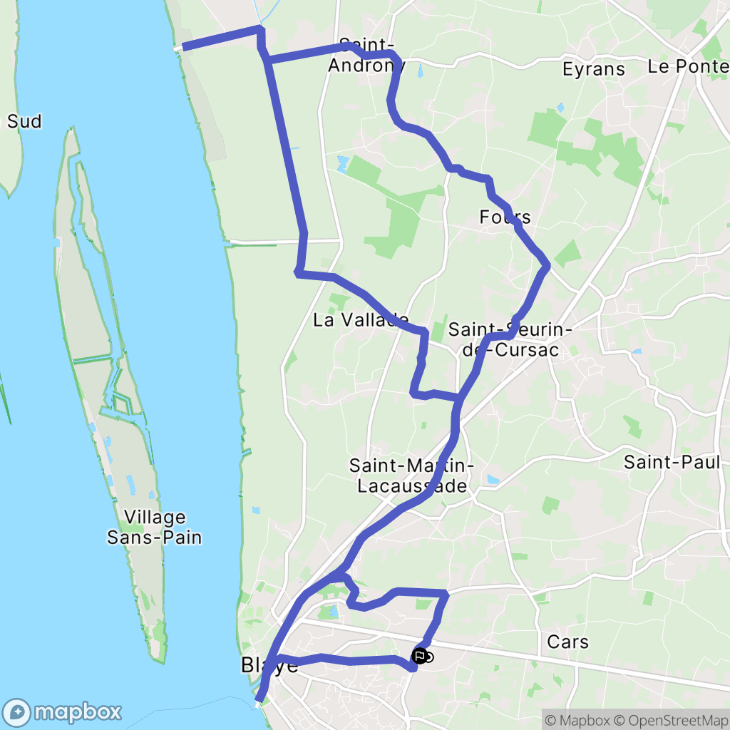 Blaye : carte du parcours de randonnée - France