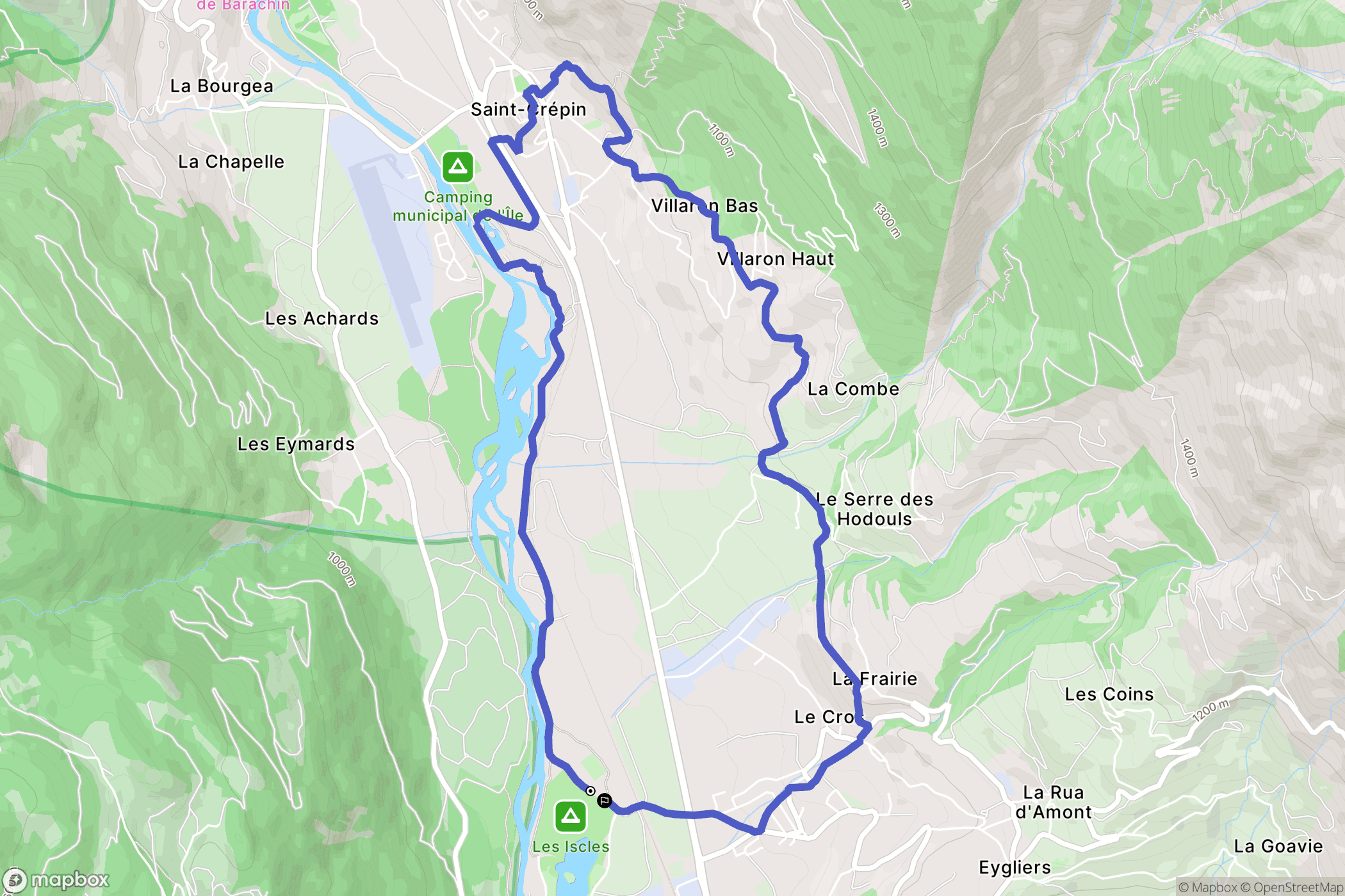 Eygliers : carte du parcours de randonnée - France