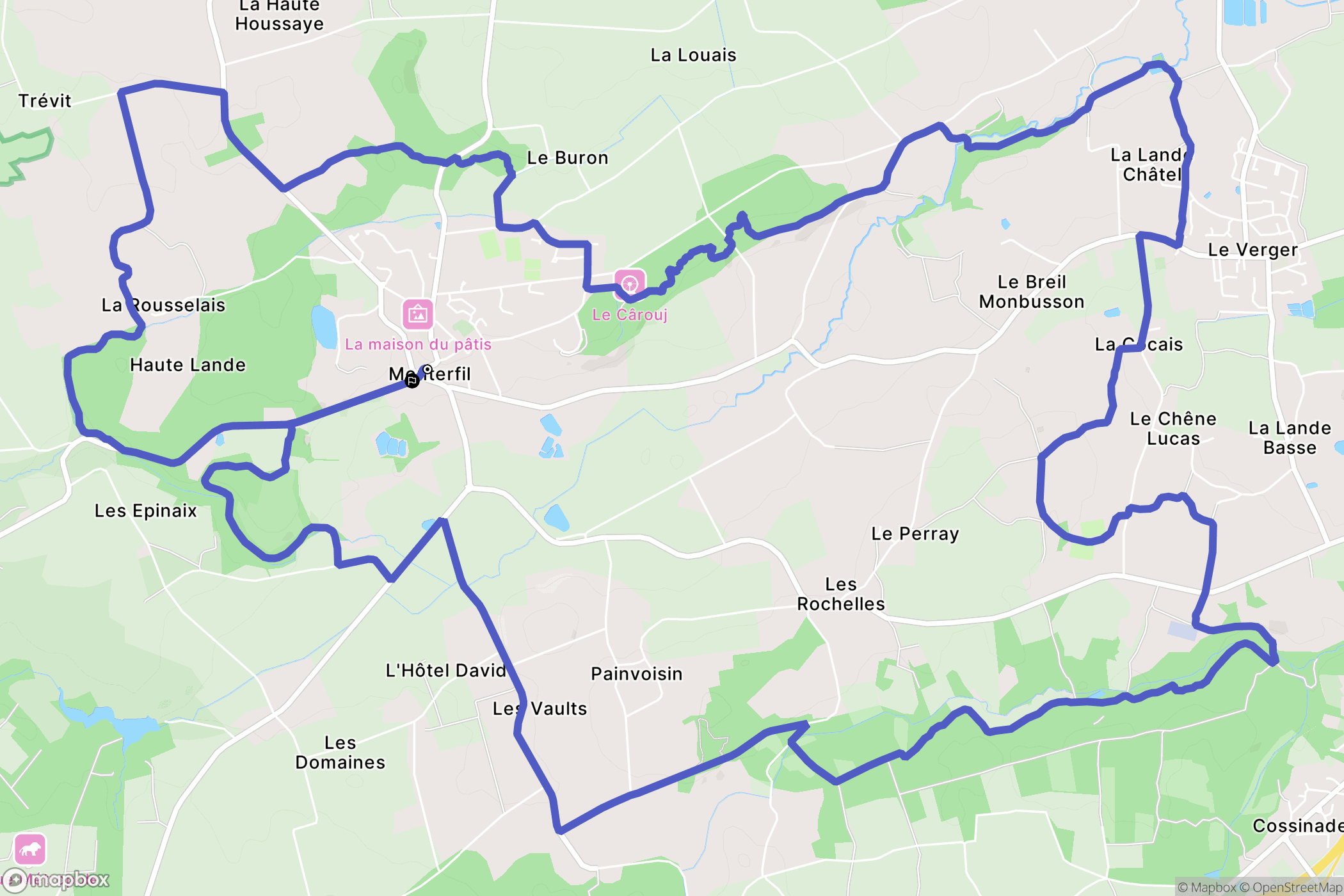 Monterfil : carte du parcours de randonnée - France