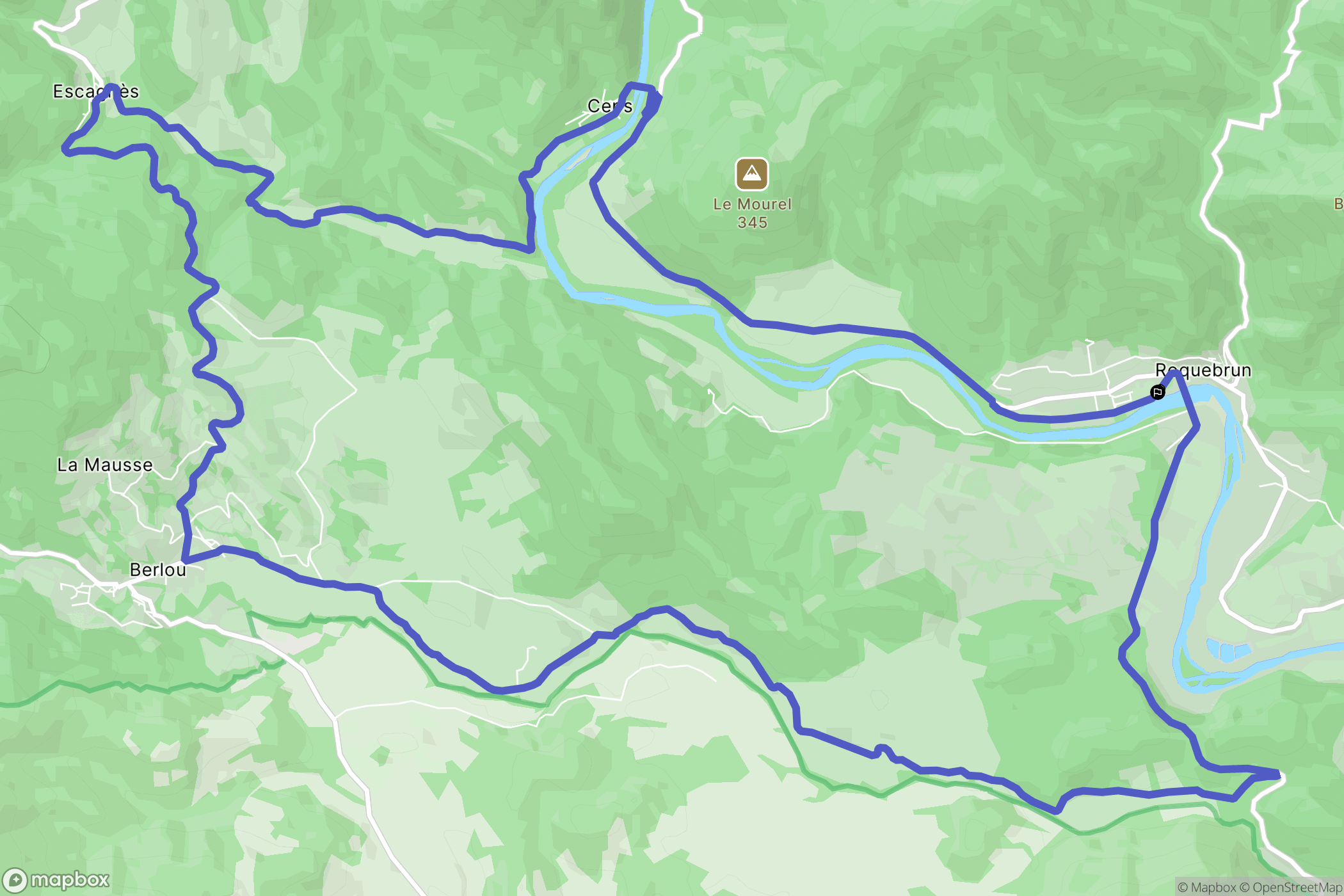 Roquebrun : carte du parcours de randonnée - France
