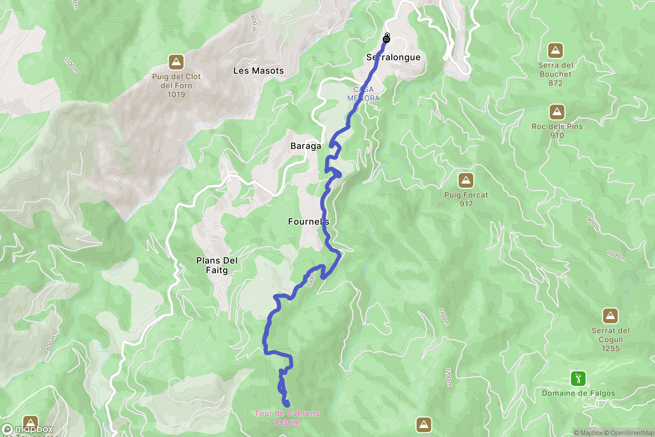 Serralongue : carte du parcours de randonnée - France