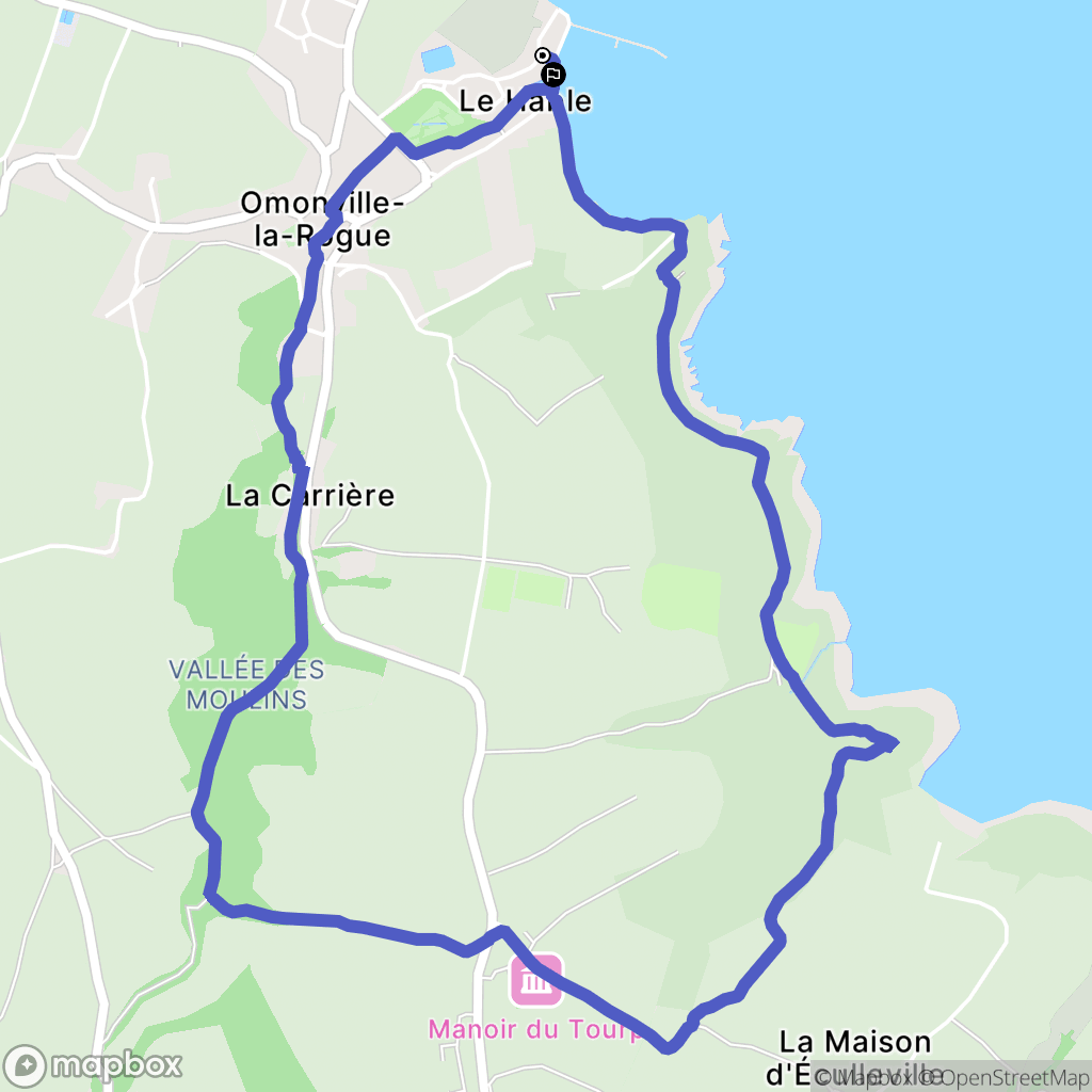 La Hague : carte du parcours de randonnée - France