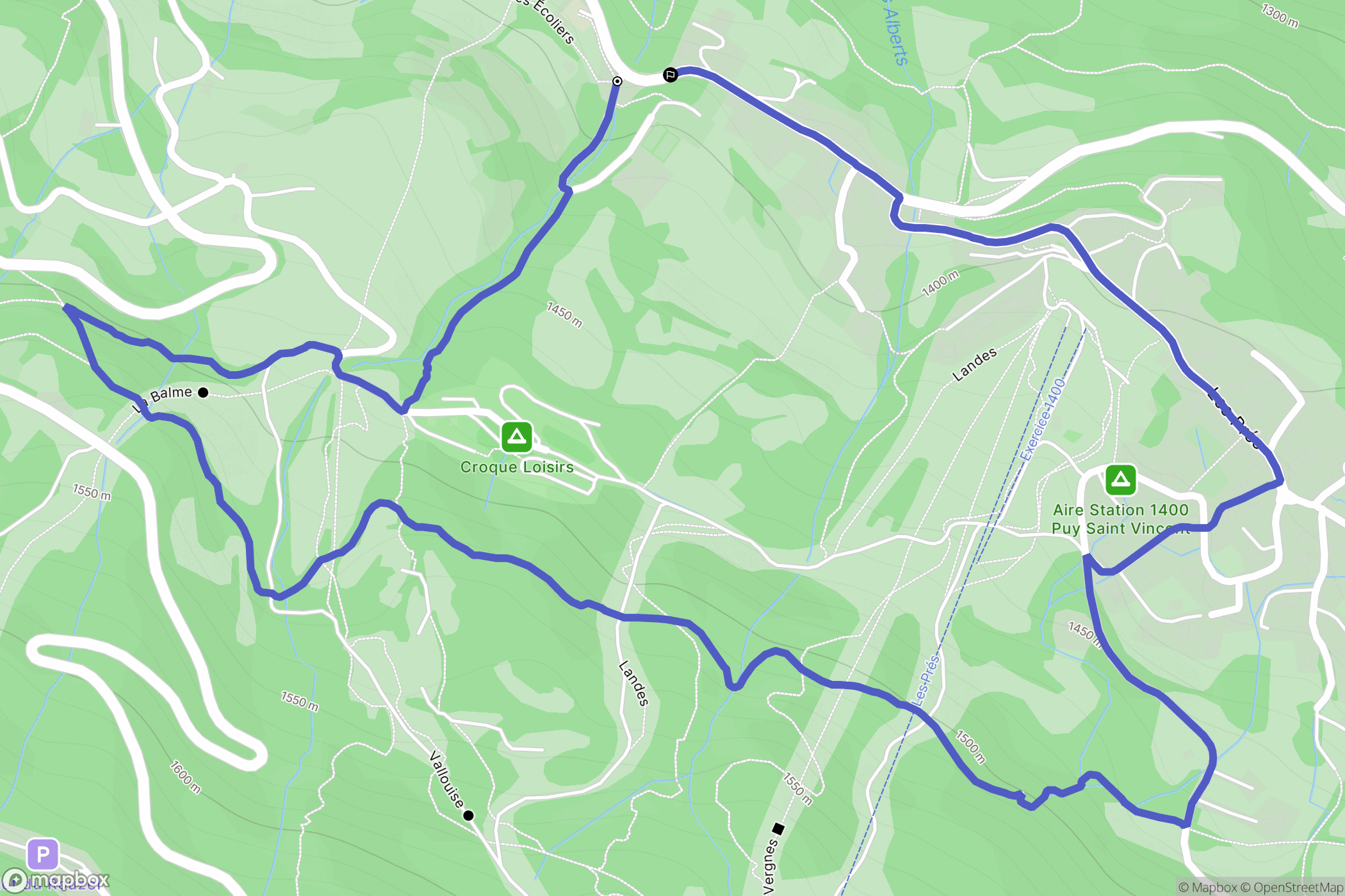 Puy-Saint-Vincent : carte du parcours de randonnée - France