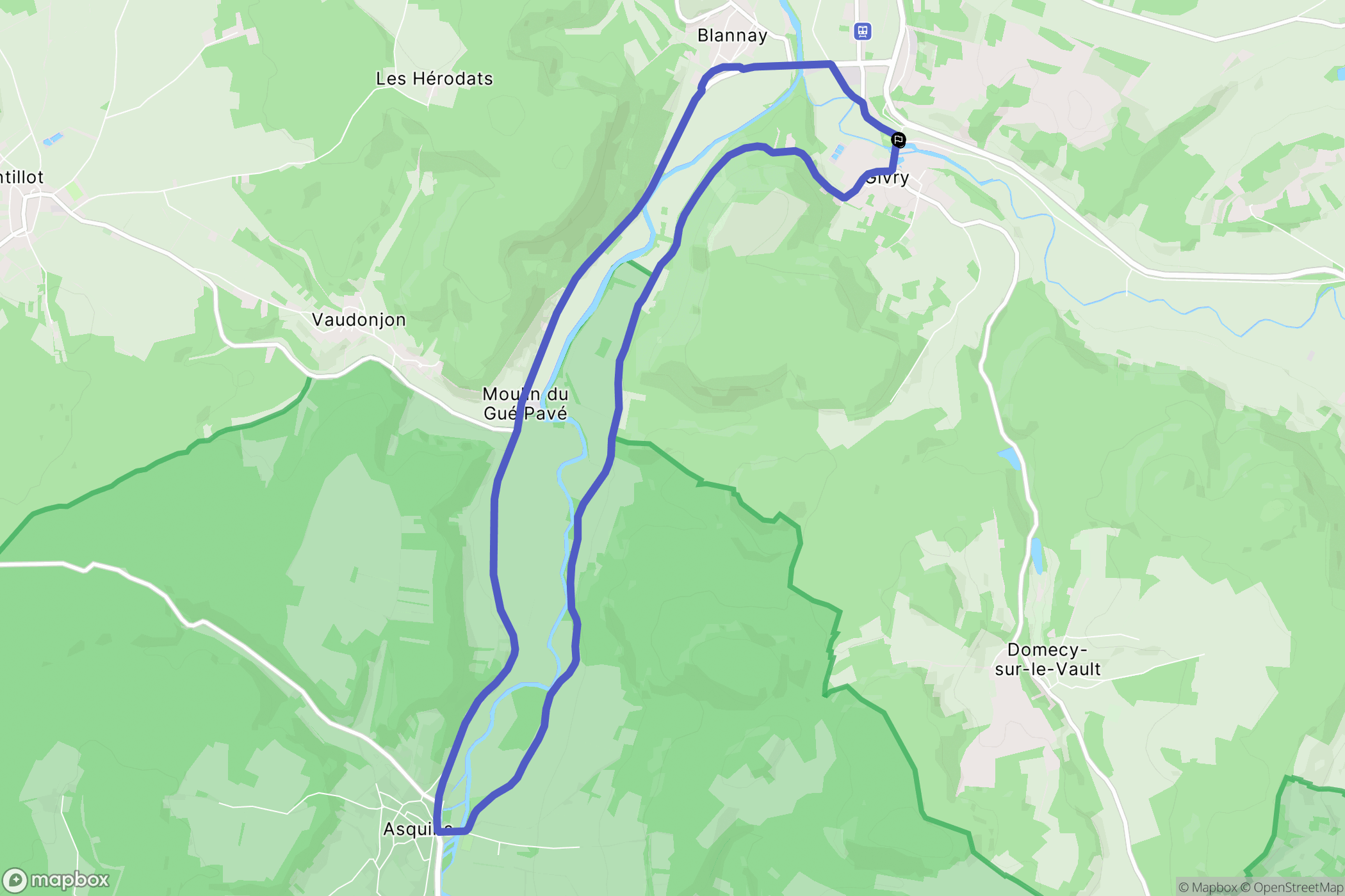 Givry : carte du parcours de randonnée - France