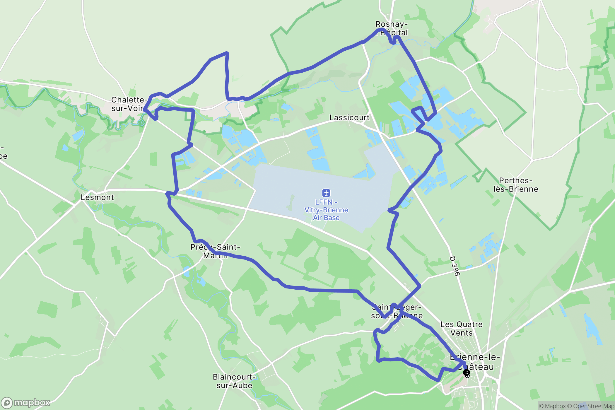 Brienne-le-Château : carte du parcours de randonnée - France