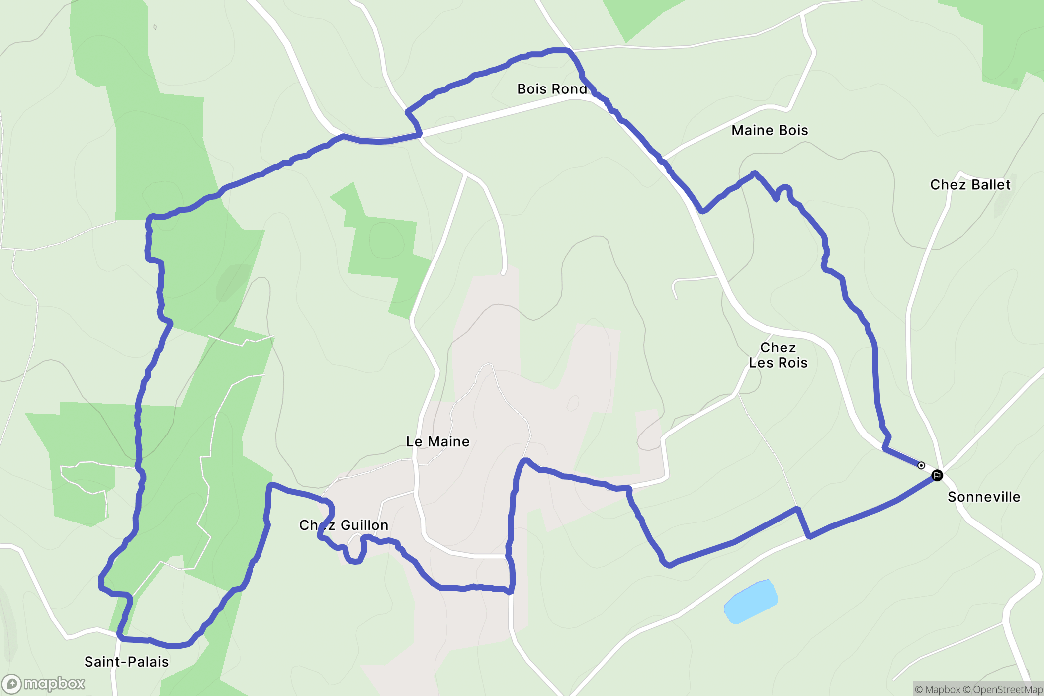 Lignières-Ambleville : carte du parcours de randonnée - France
