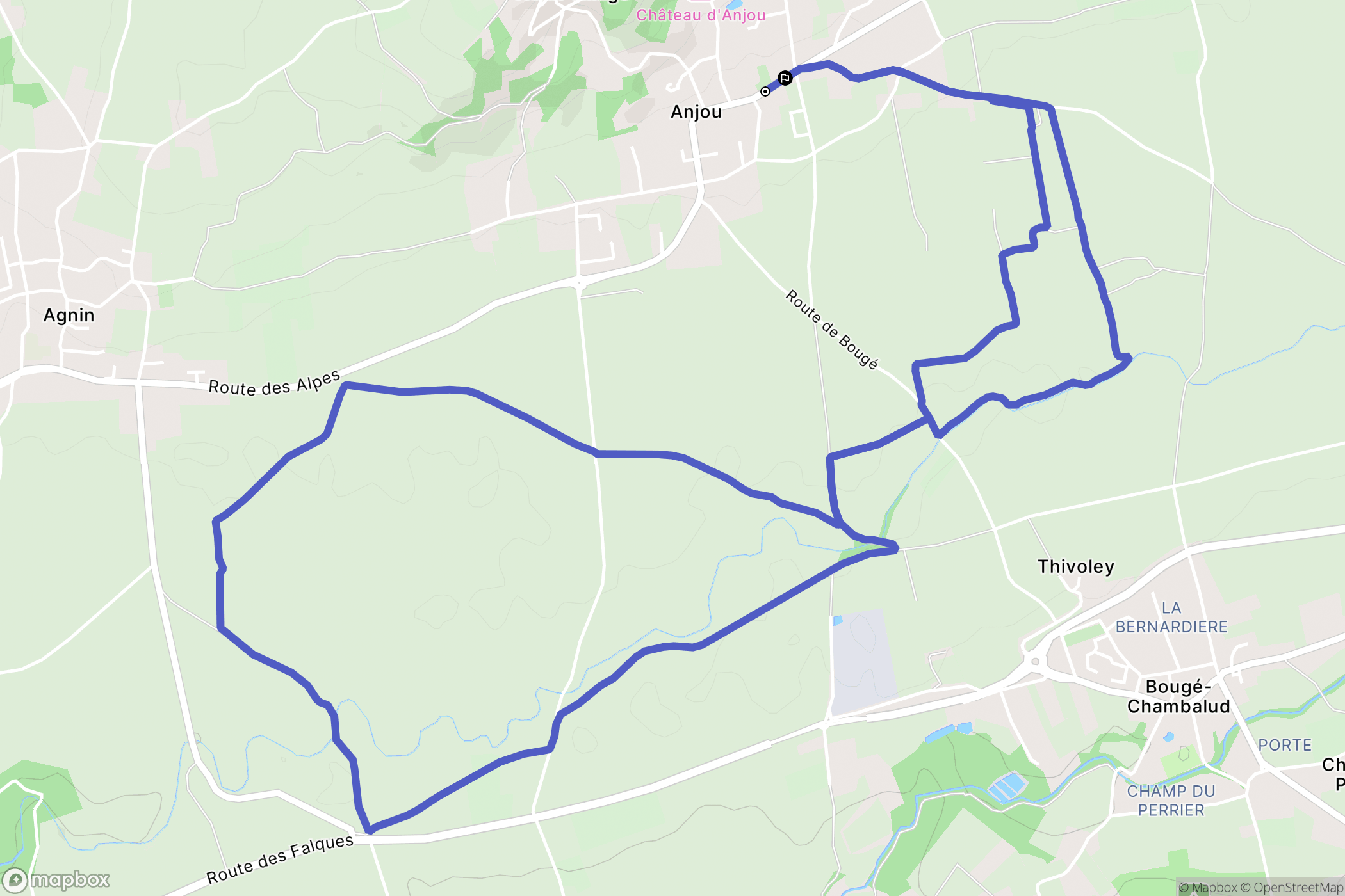 Anjou : carte du parcours de randonnée - France