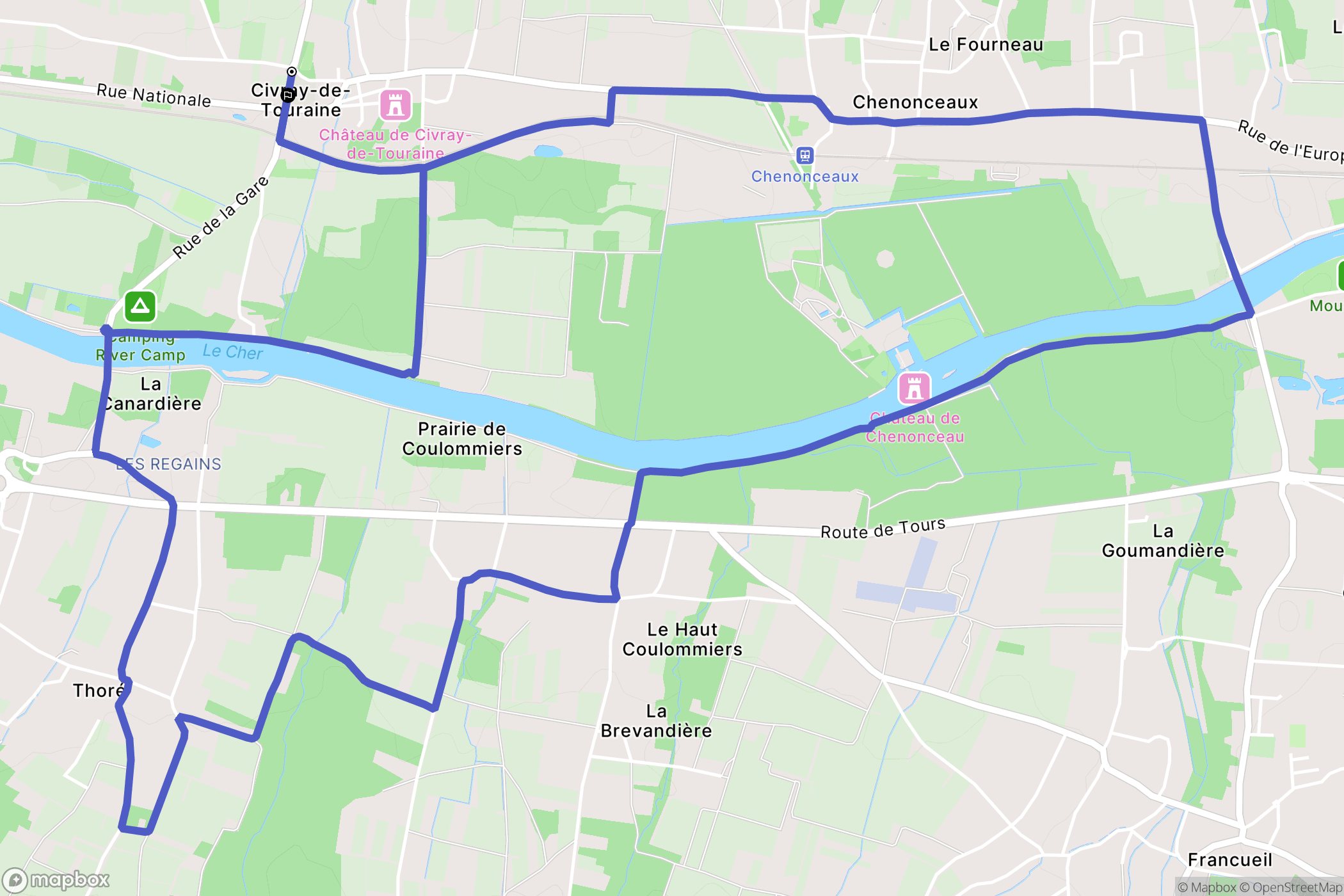 Civray-de-Touraine : carte du parcours de randonnée - France
