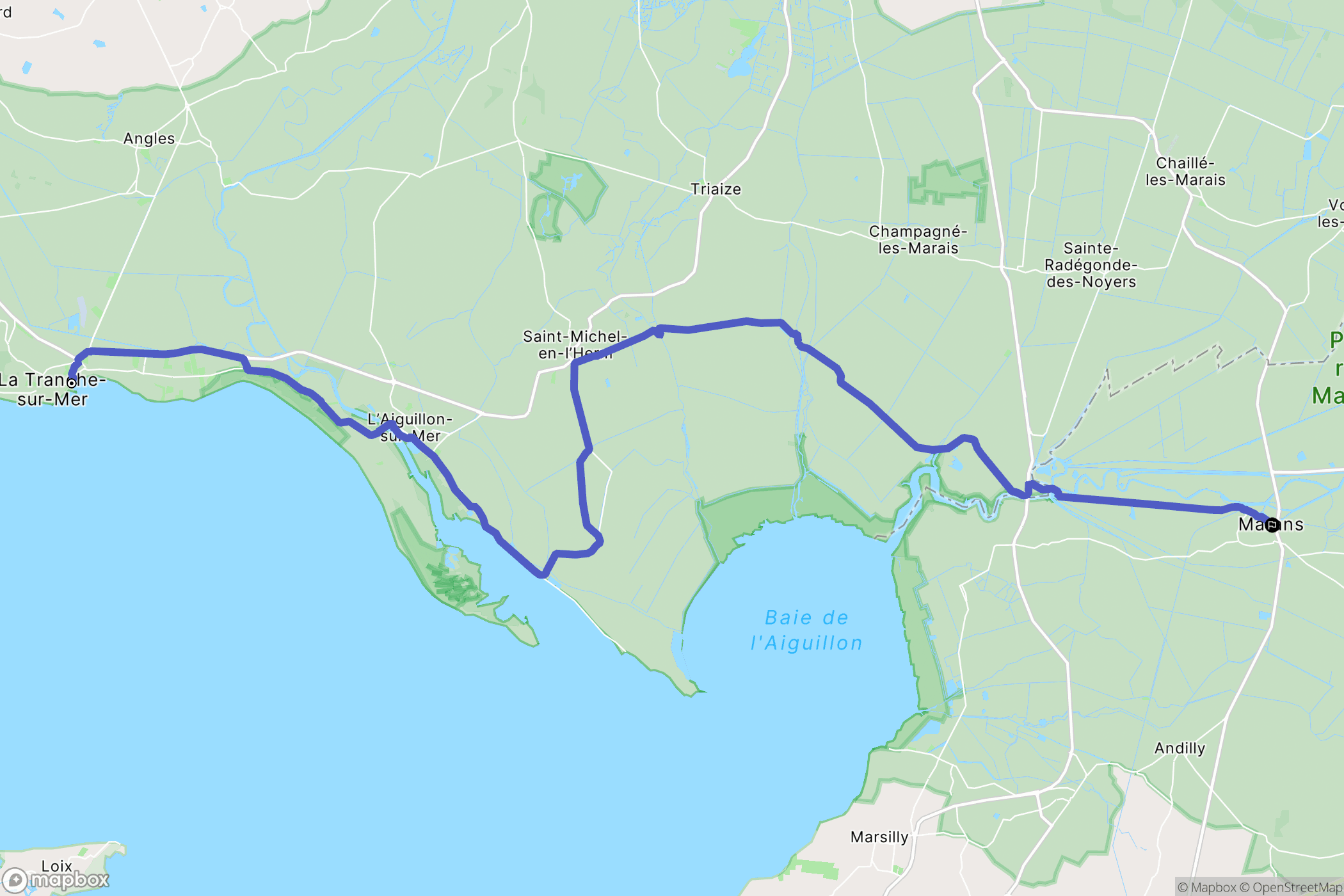 La Tranche-sur-Mer : carte du parcours de randonnée - France