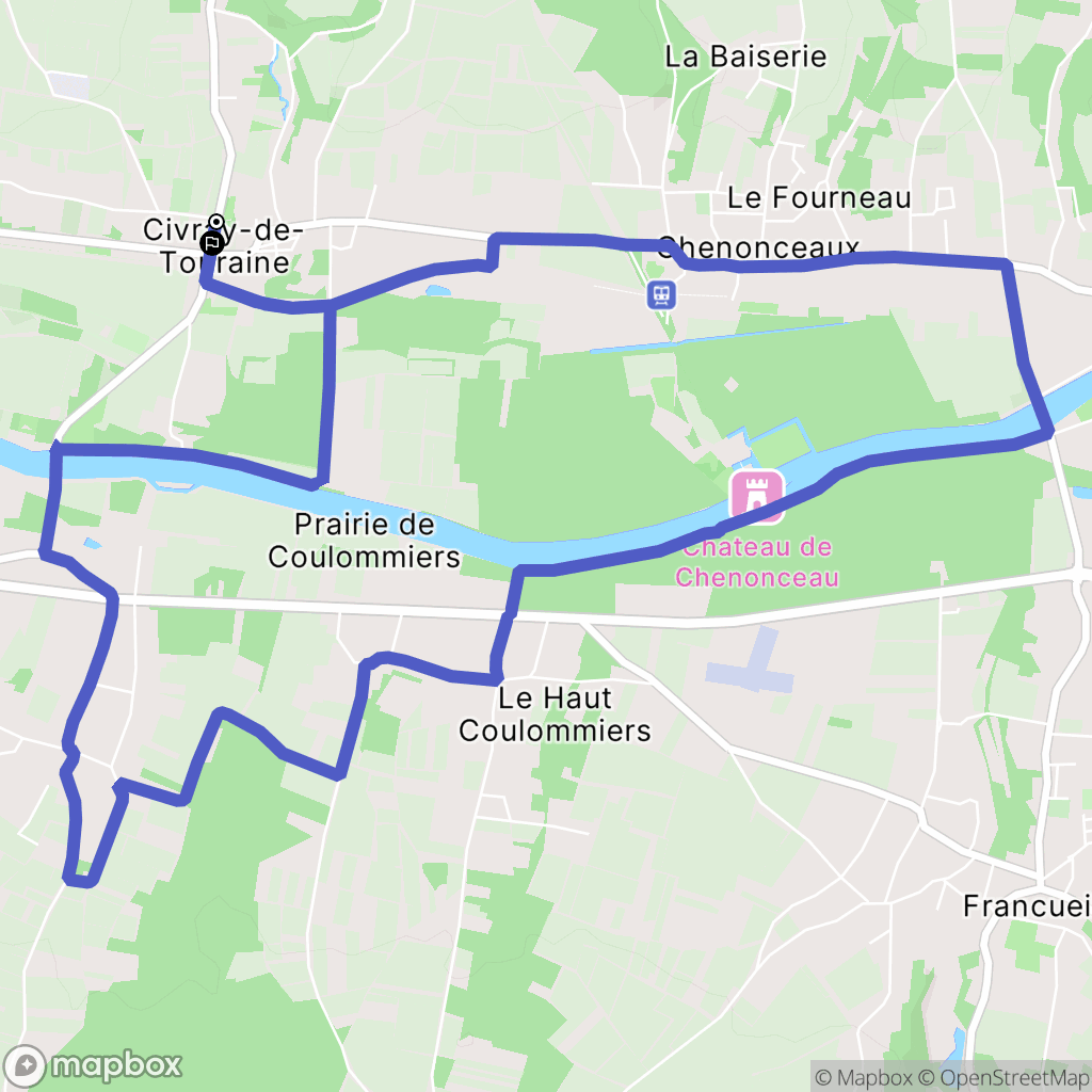 Civray-de-Touraine : carte du parcours de randonnée - France