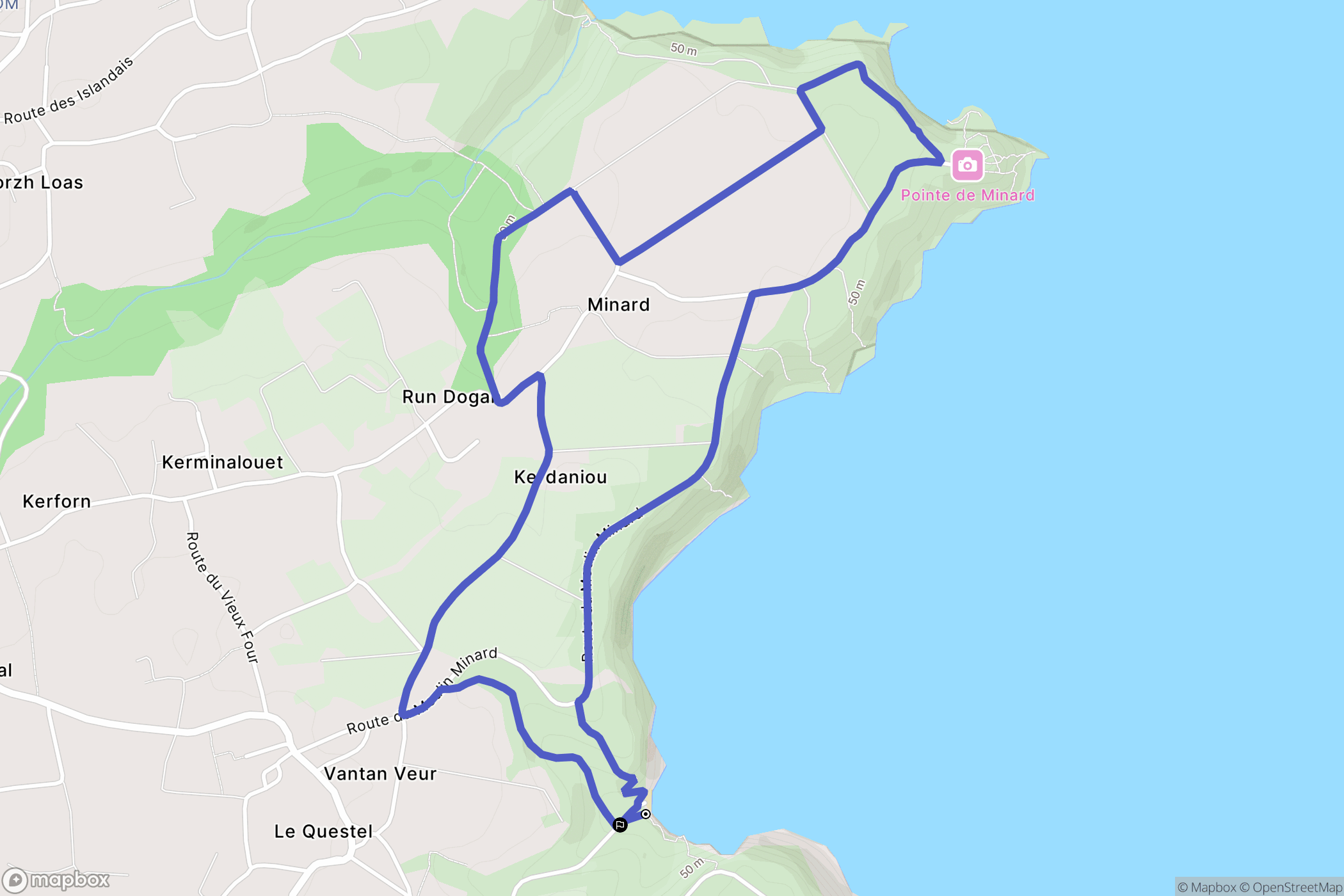 Plouézec : carte du parcours de randonnée - France