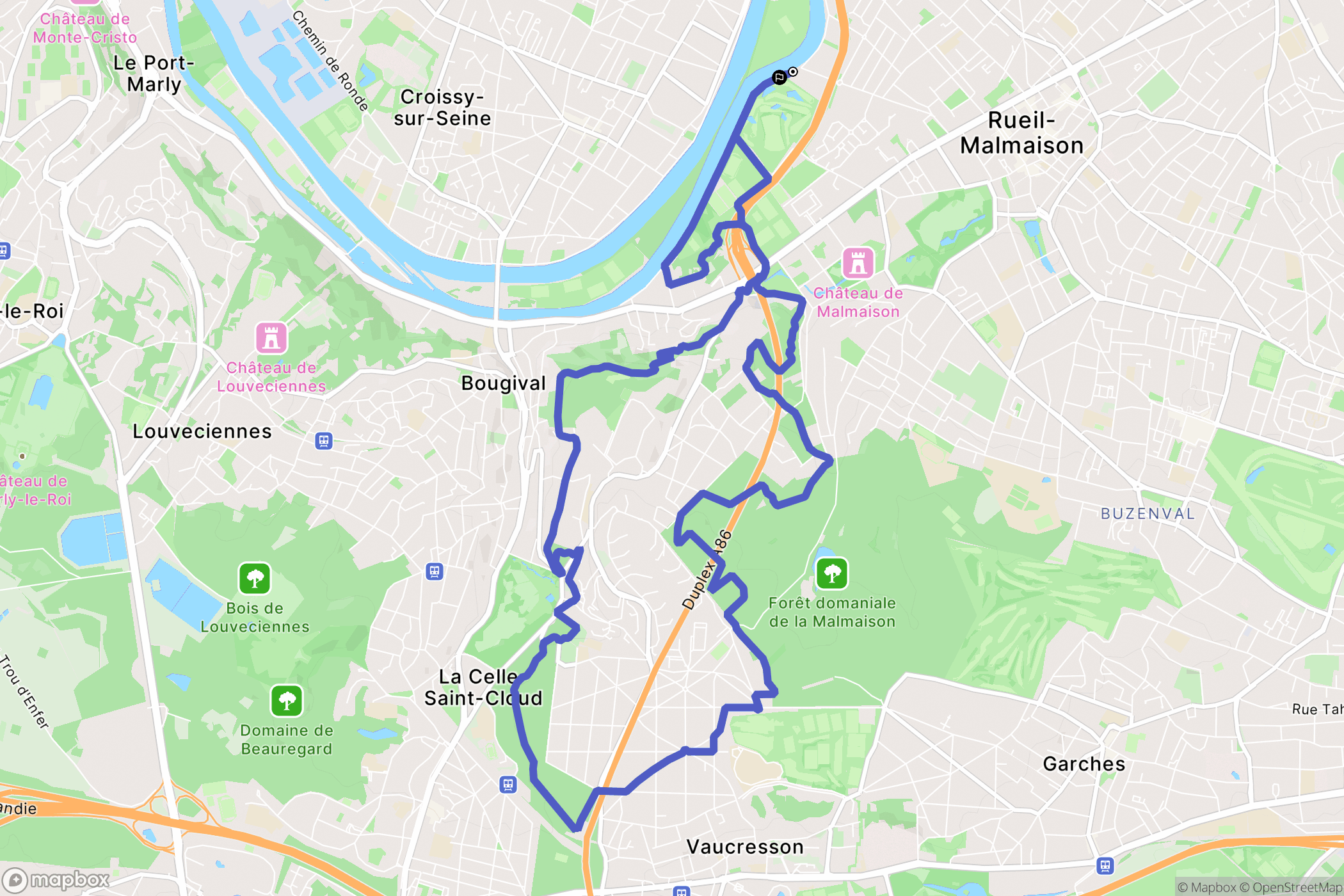 Rueil-Malmaison : carte du parcours de randonnée - France