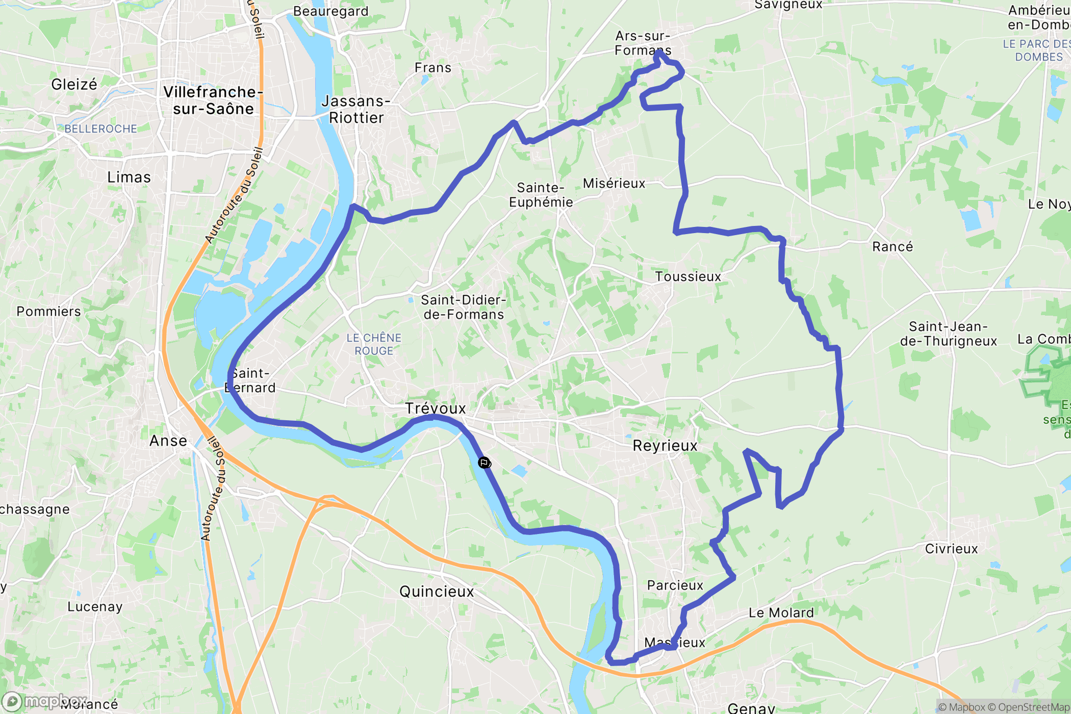 Trévoux : carte du parcours de randonnée - France