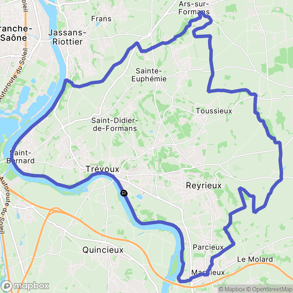 Trévoux : carte du parcours de randonnée - France