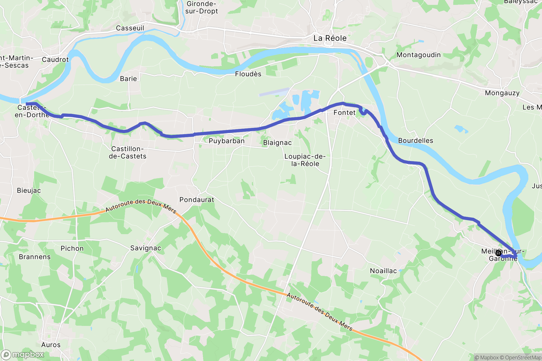 Meilhan-sur-Garonne : carte du parcours de randonnée - France