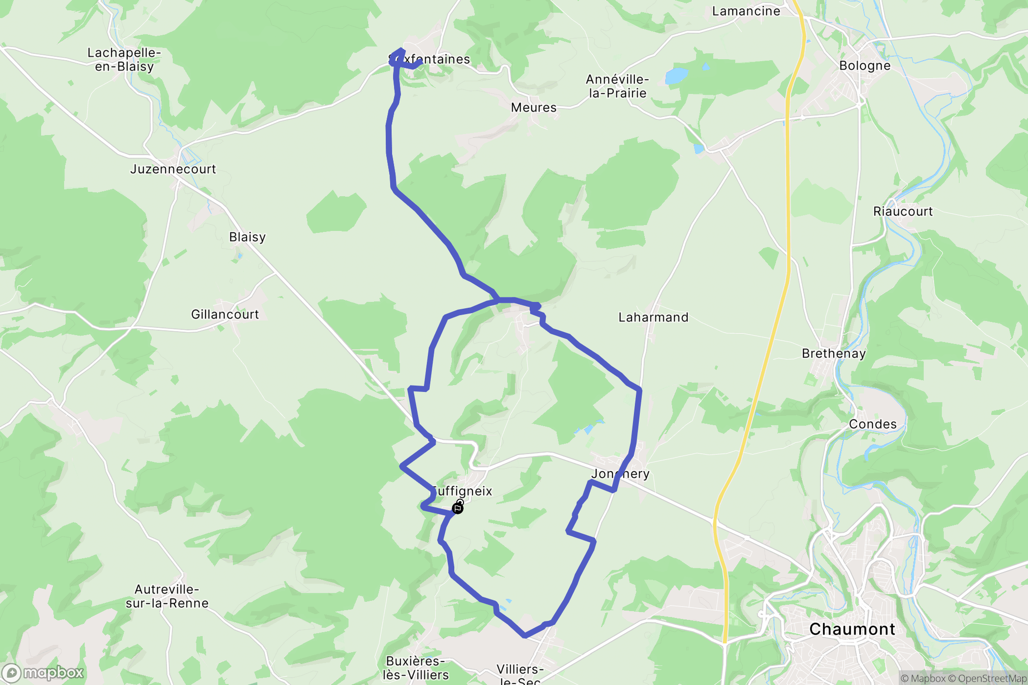 Euffigneix : carte du parcours de randonnée - France