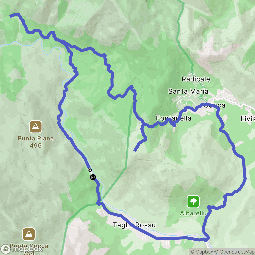Zonza : carte du parcours de randonnée - France