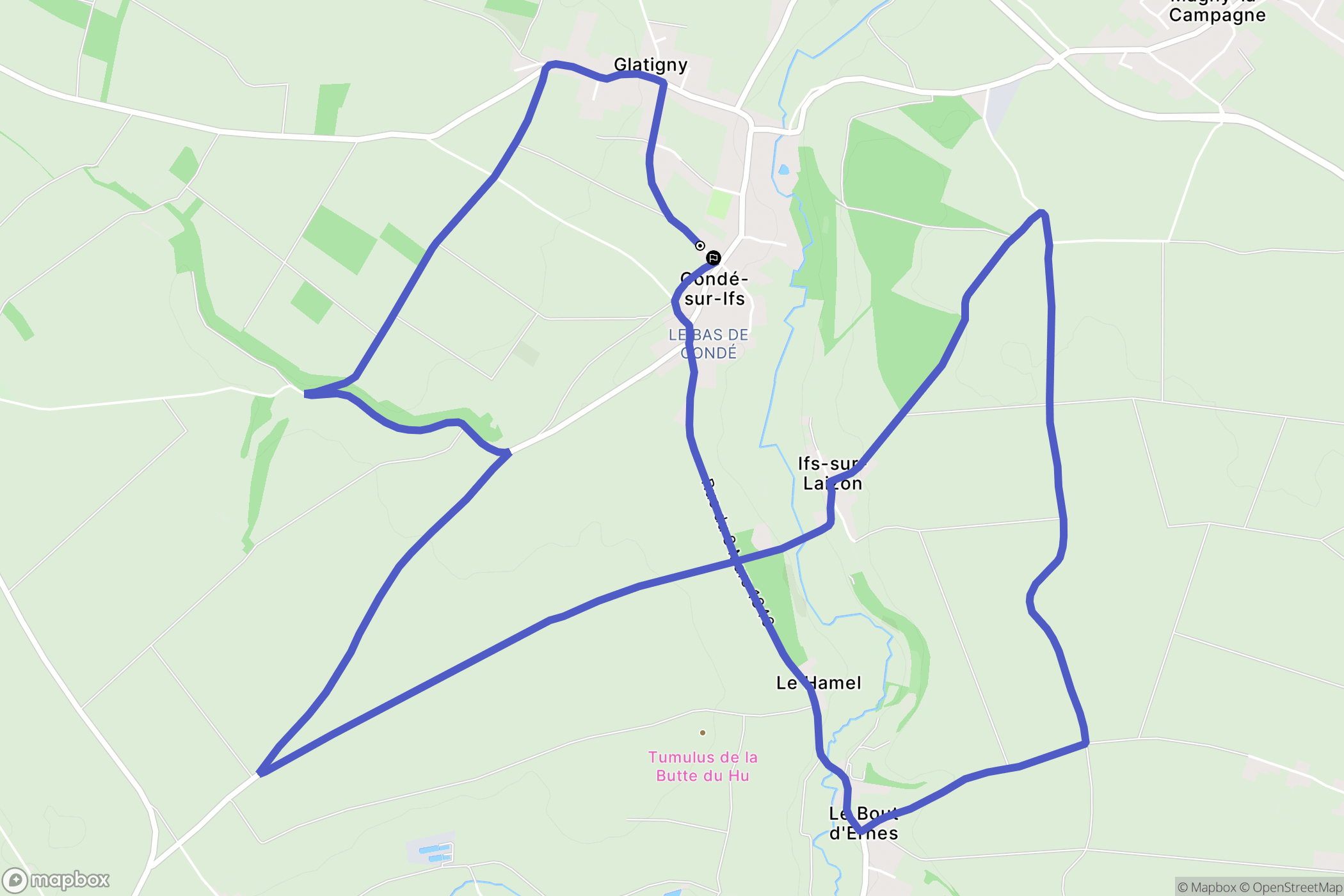 Condé-sur-Ifs : carte du parcours de randonnée - France