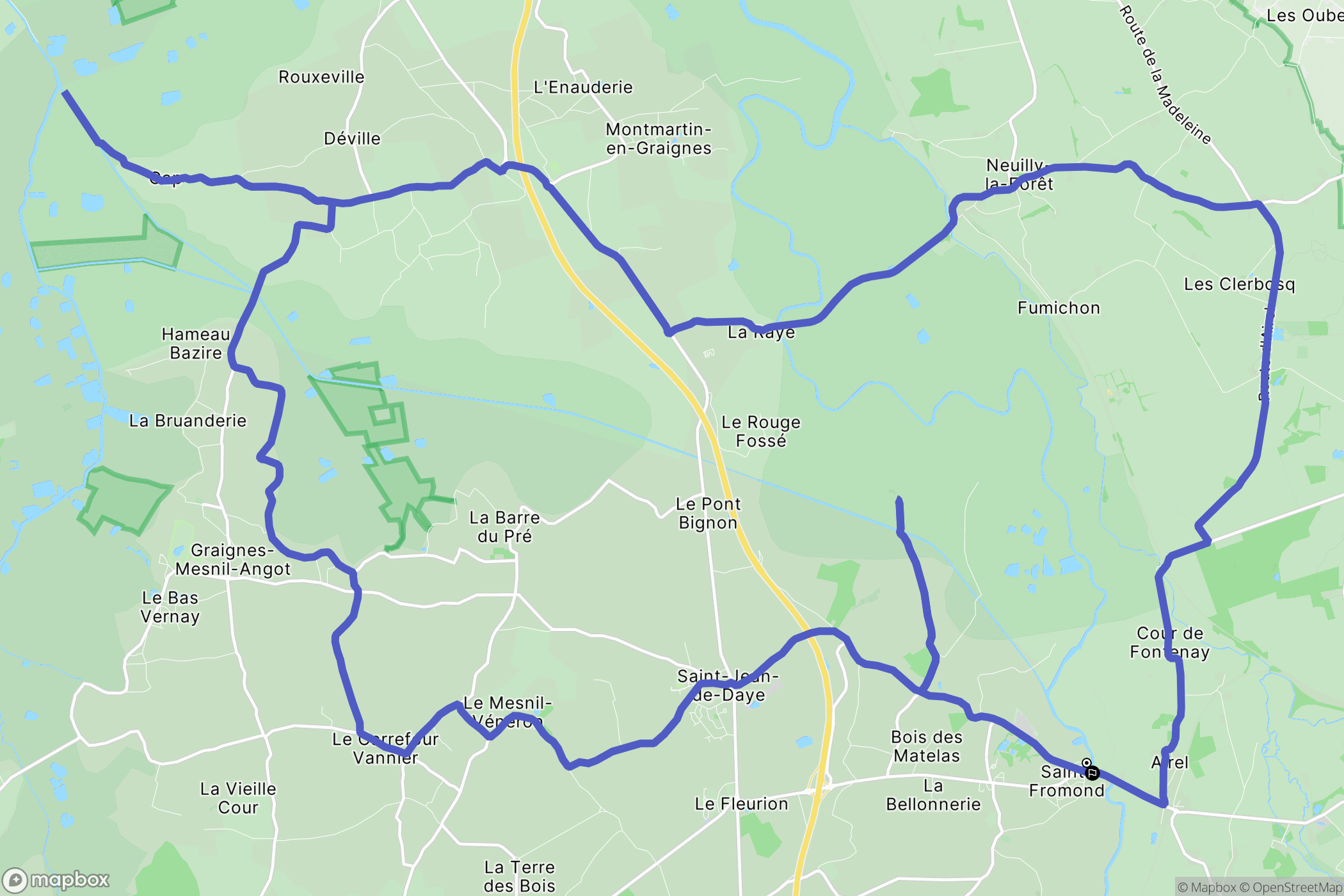 Saint-Fromond : carte du parcours de randonnée - France