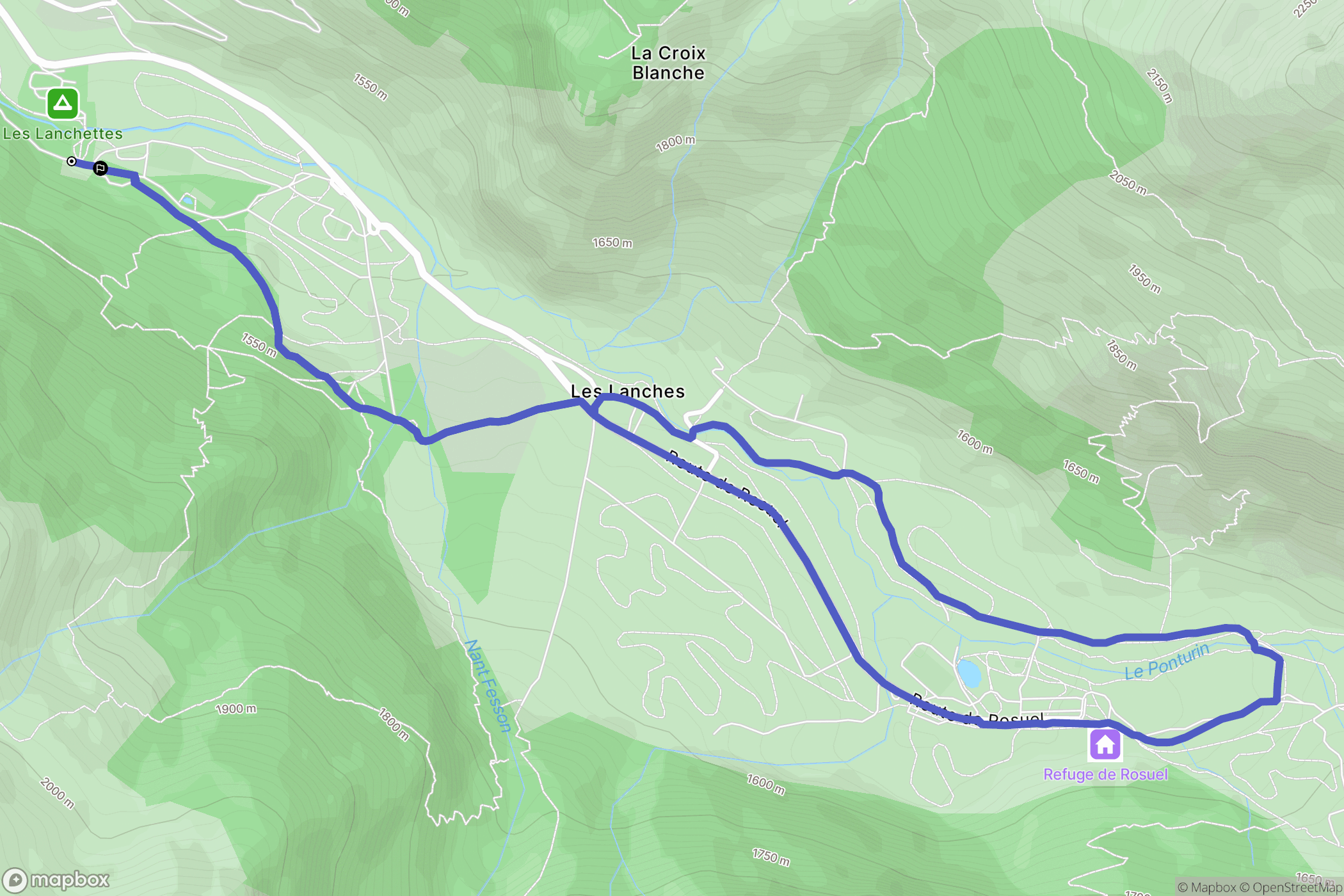 Peisey-Nancroix : carte du parcours de randonnée - France