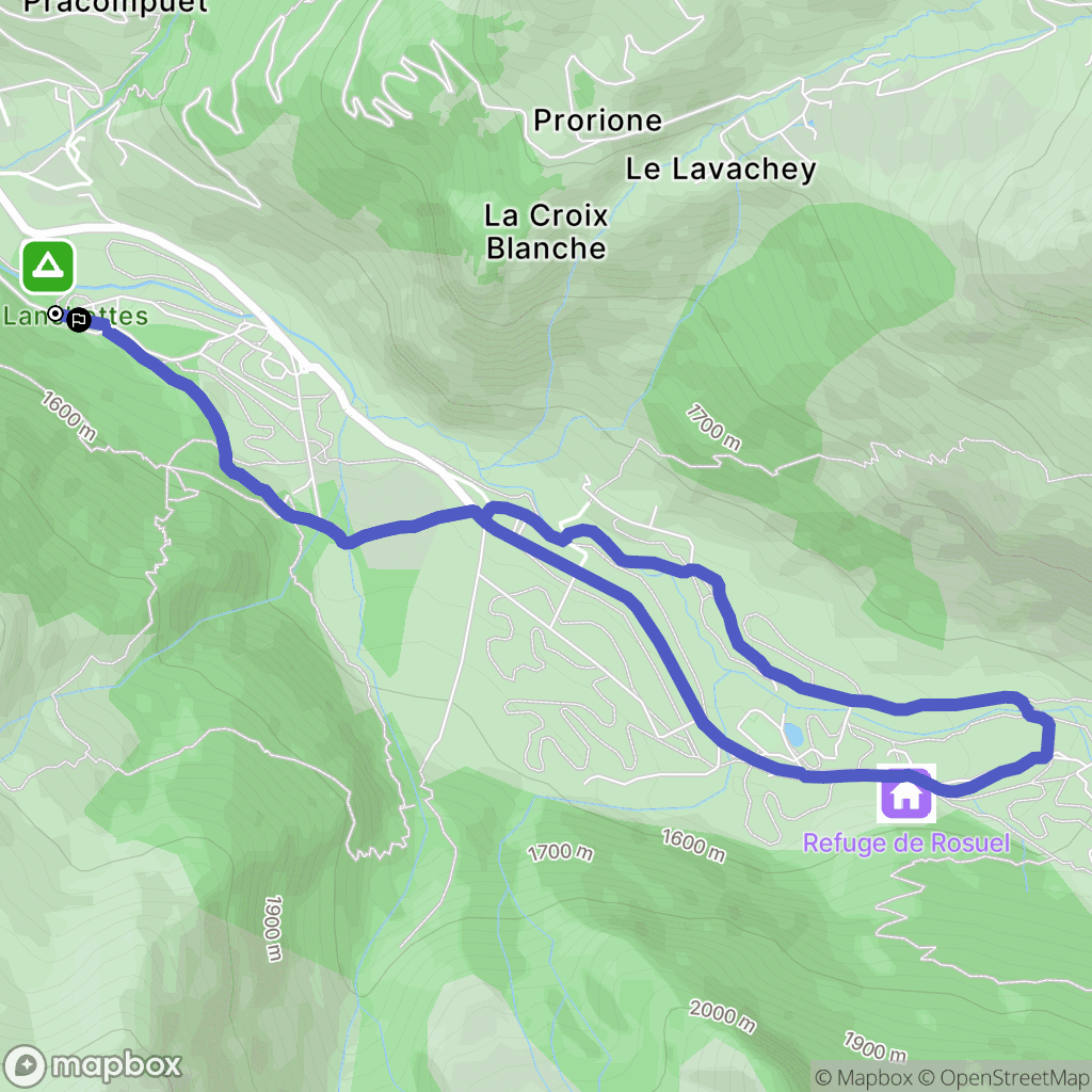 Peisey-Nancroix : carte du parcours de randonnée - France