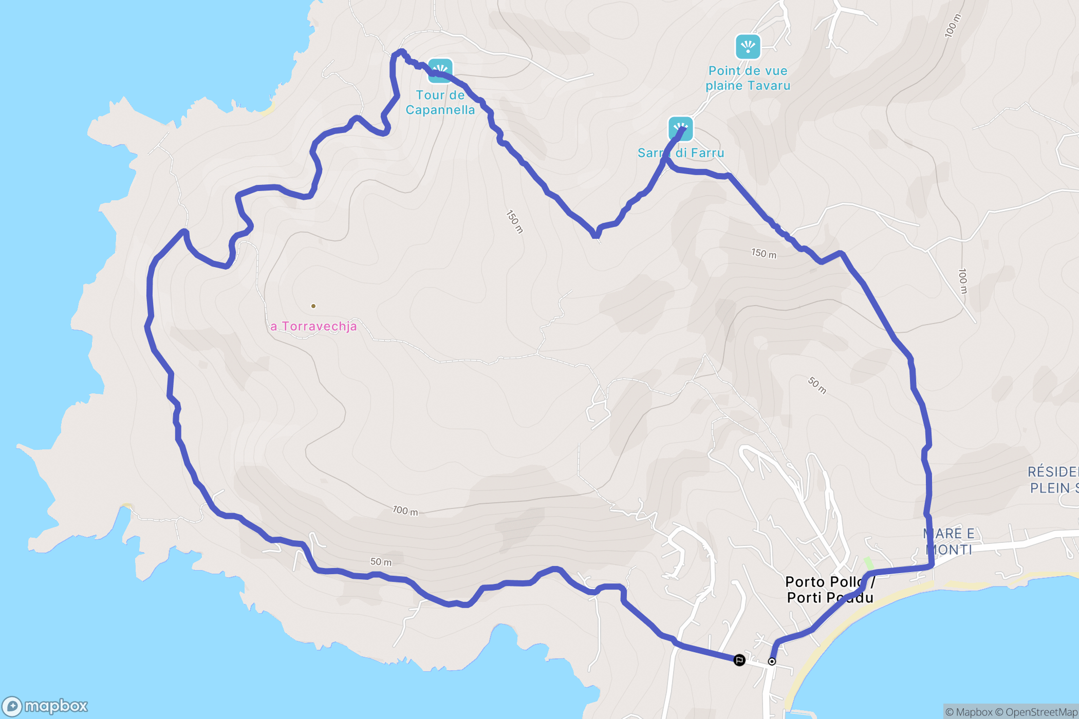 Serra-di-Ferro : carte du parcours de randonnée - France