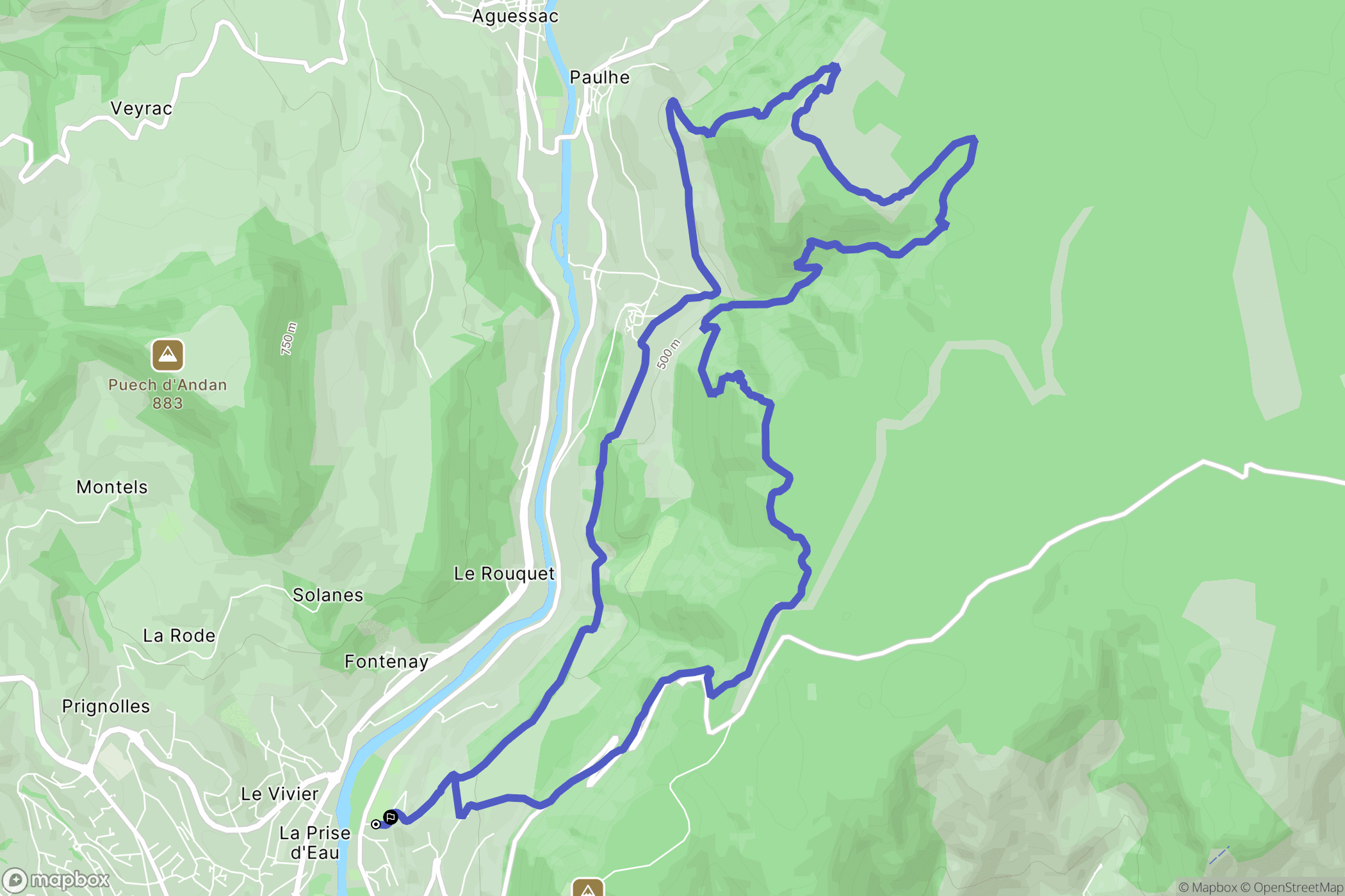 Millau : carte du parcours de randonnée - France